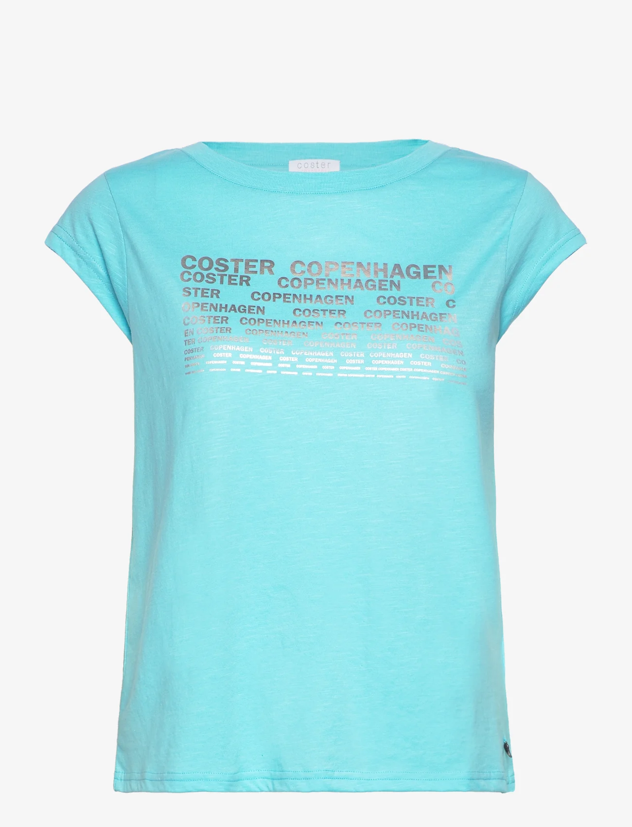 Coster Copenhagen - T-shirt with Coster print - Cap sle - t-shirts - aqua blue - 0