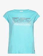 T-shirt with Coster print - Cap sle - AQUA BLUE