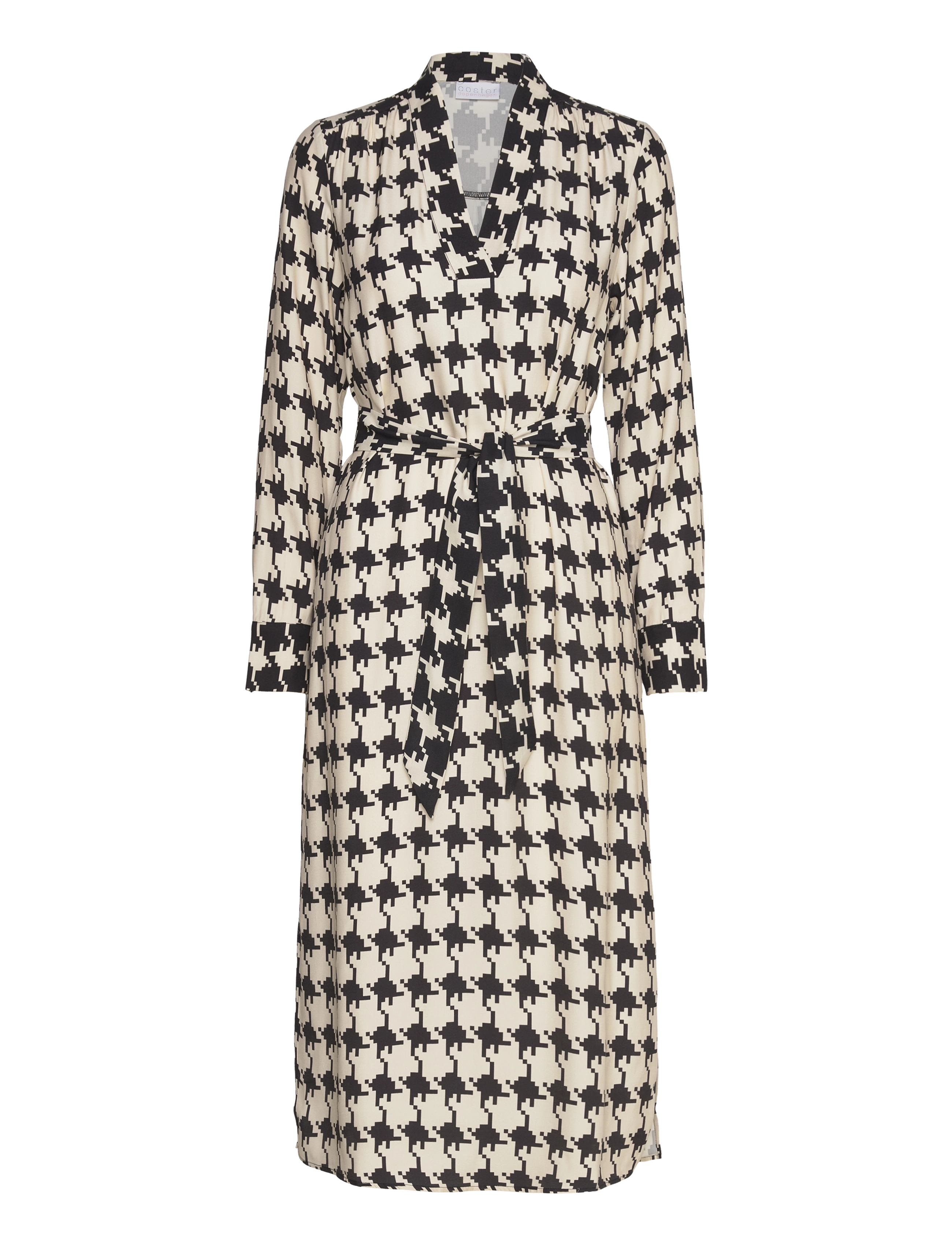 Coster Copenhagen Long dress in houndstooth print - Kjoler - HOUNDSTOOTH MIX PRINT / cream