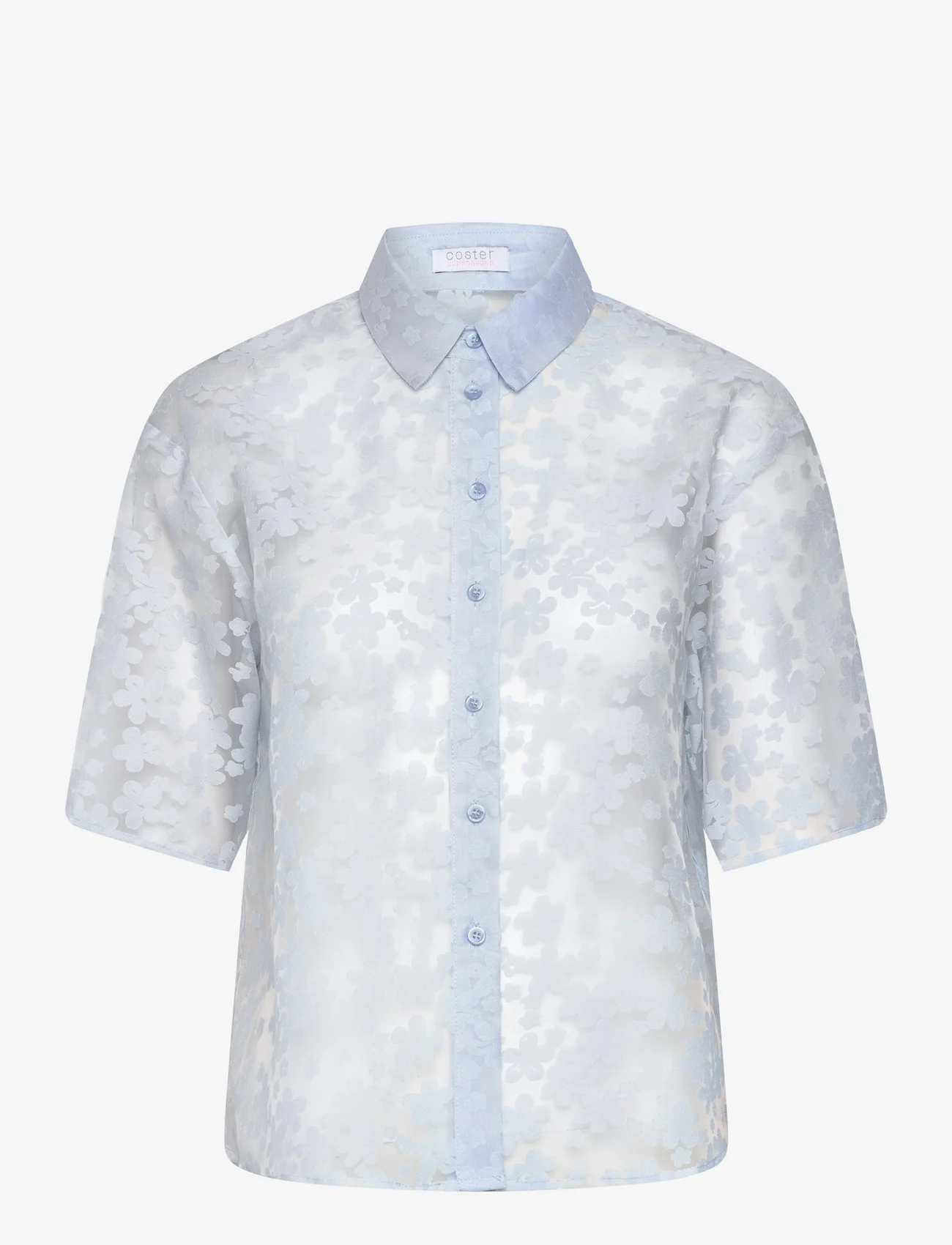 Coster Copenhagen - Sheer shirt with flowers - lyhythihaiset kauluspaidat - blue flower - 0