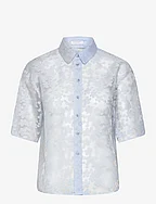 Sheer shirt with flowers - BLUE FLOWER