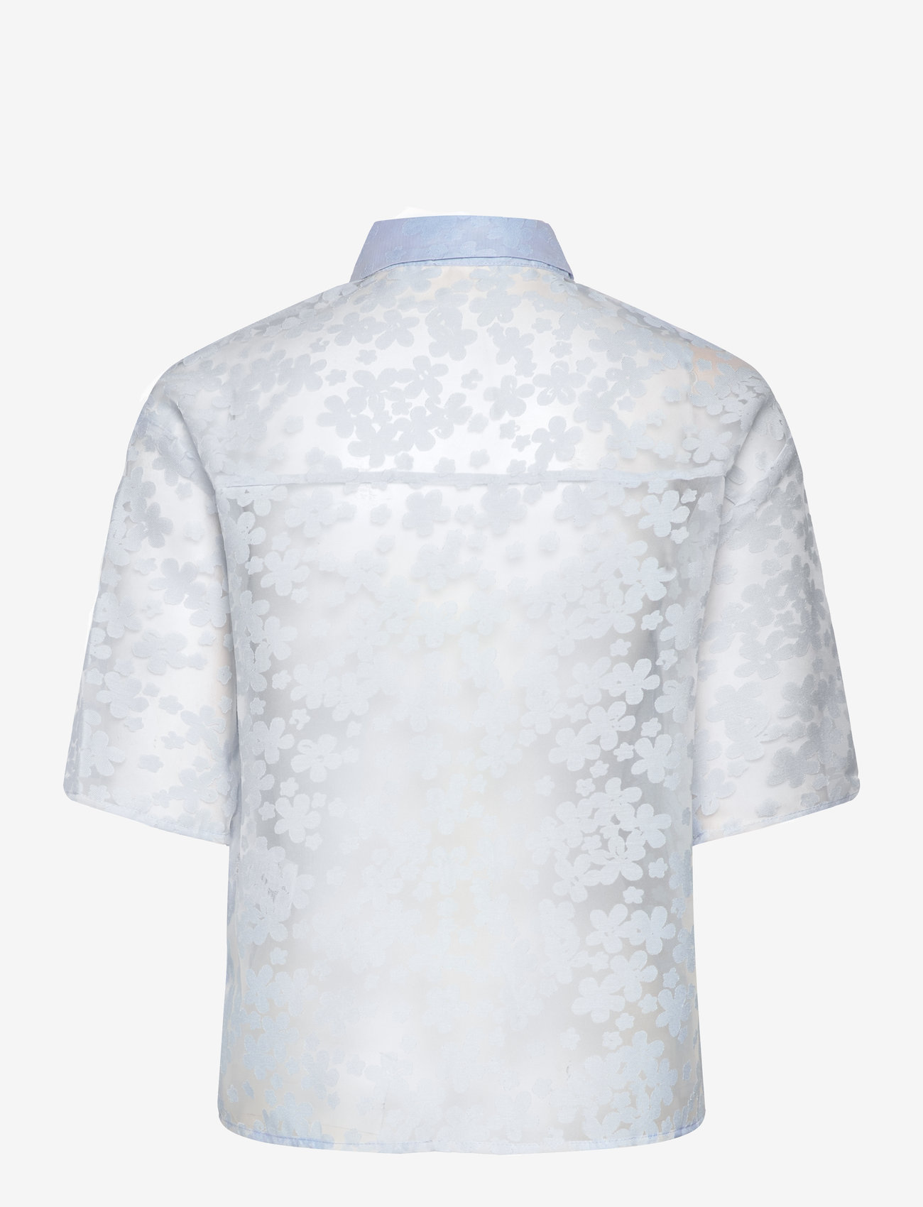Coster Copenhagen - Sheer shirt with flowers - kortærmede skjorter - blue flower - 1