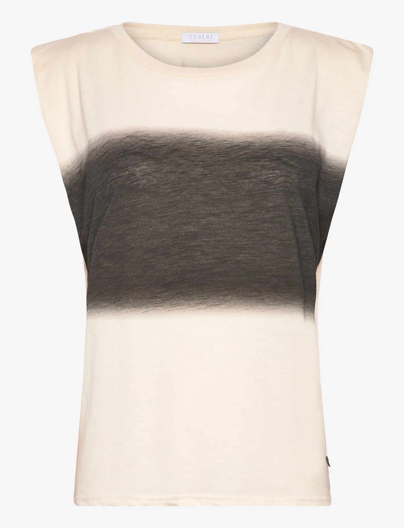 Coster Copenhagen - T-shirt with blurred stripe - sleeveless tops - creme/black stripes - 0