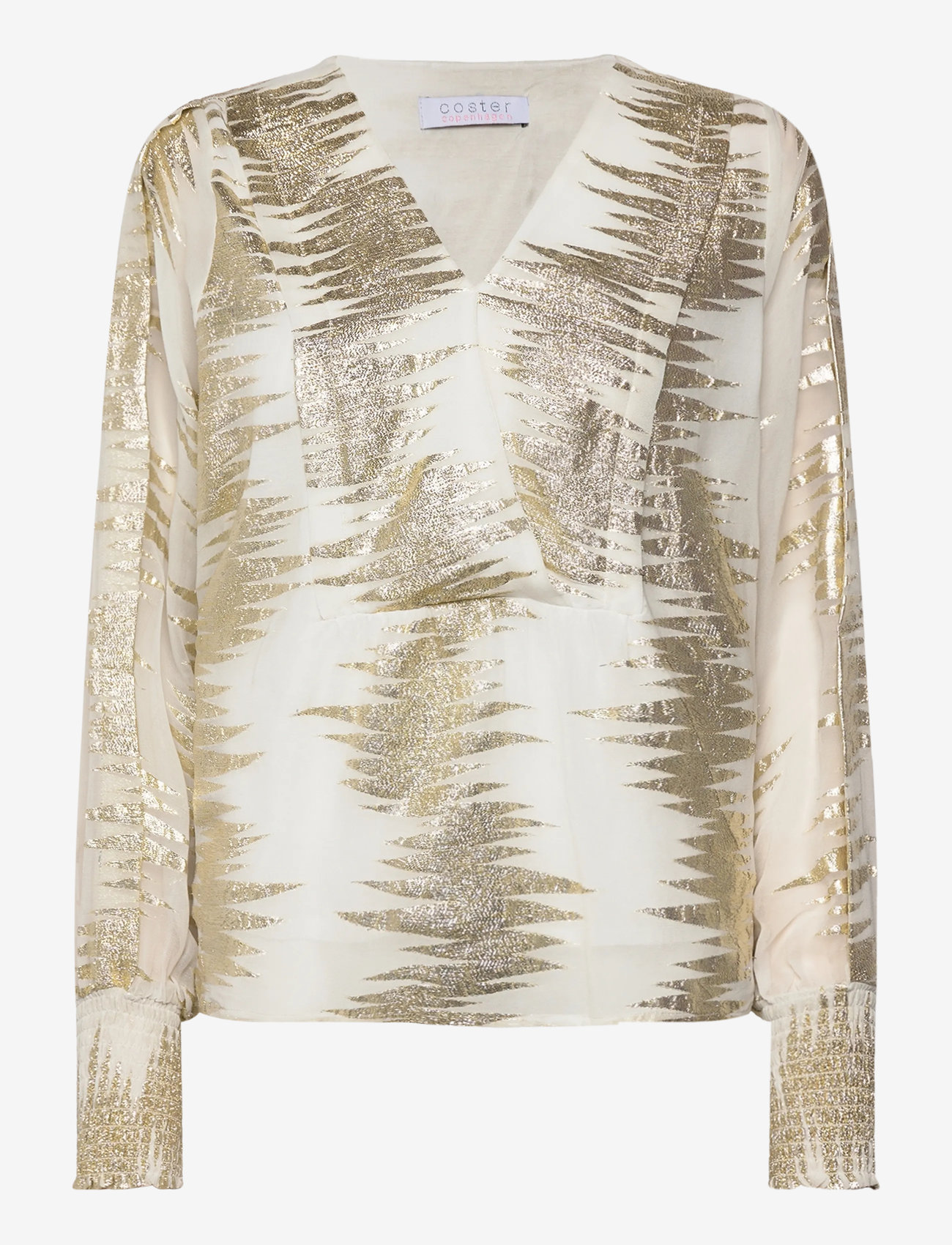 Coster Copenhagen - Shirt with lurex pattern - langärmlige blusen - lurex zig zag - 0