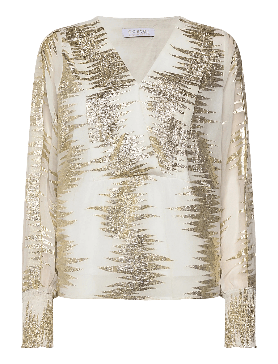 Coster Copenhagen - Shirt with lurex pattern - pikkade varrukatega pluusid - lurex zig zag - 0