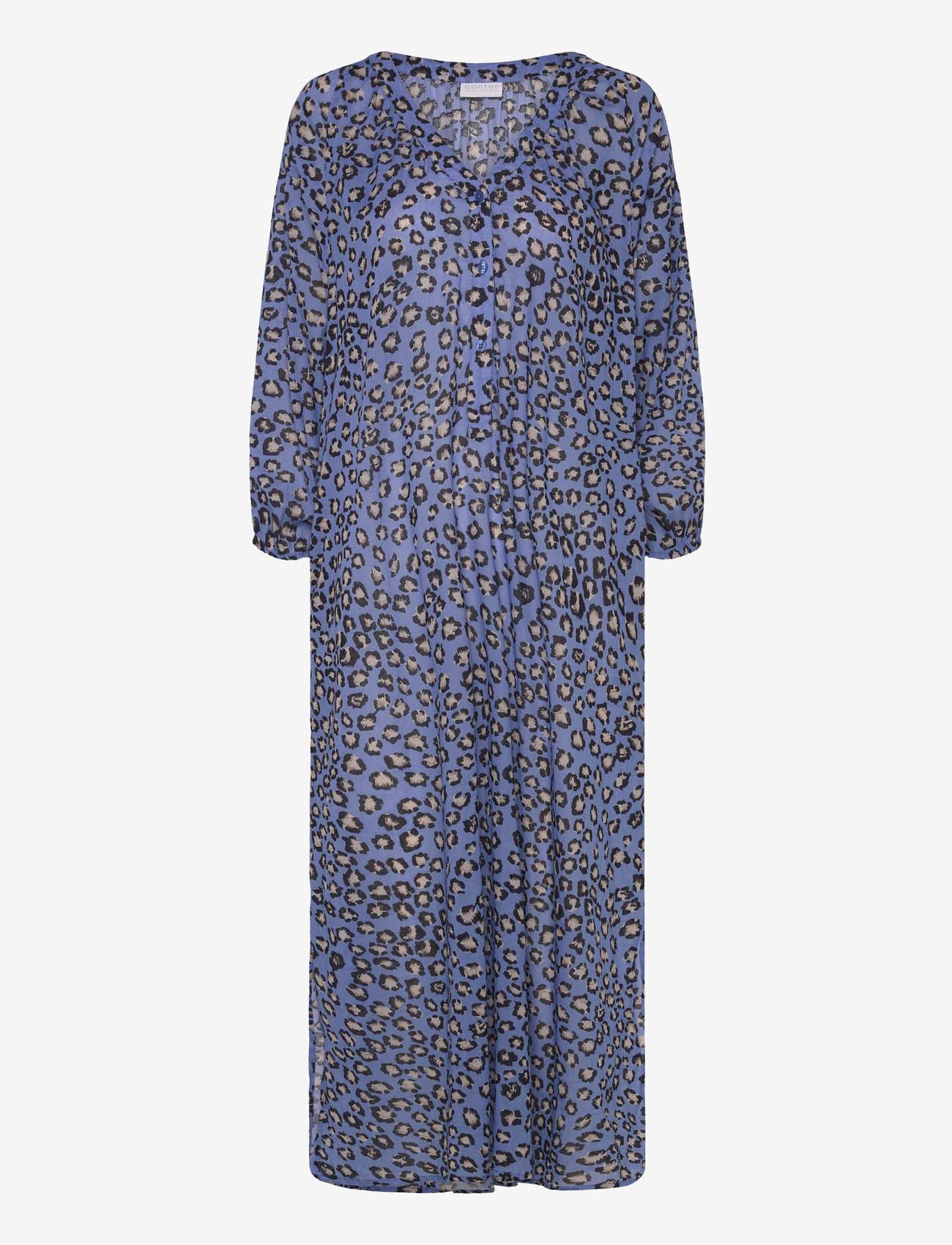 Coster Copenhagen - Dress with placket in leo print - midi kjoler - classic leo blue - 0