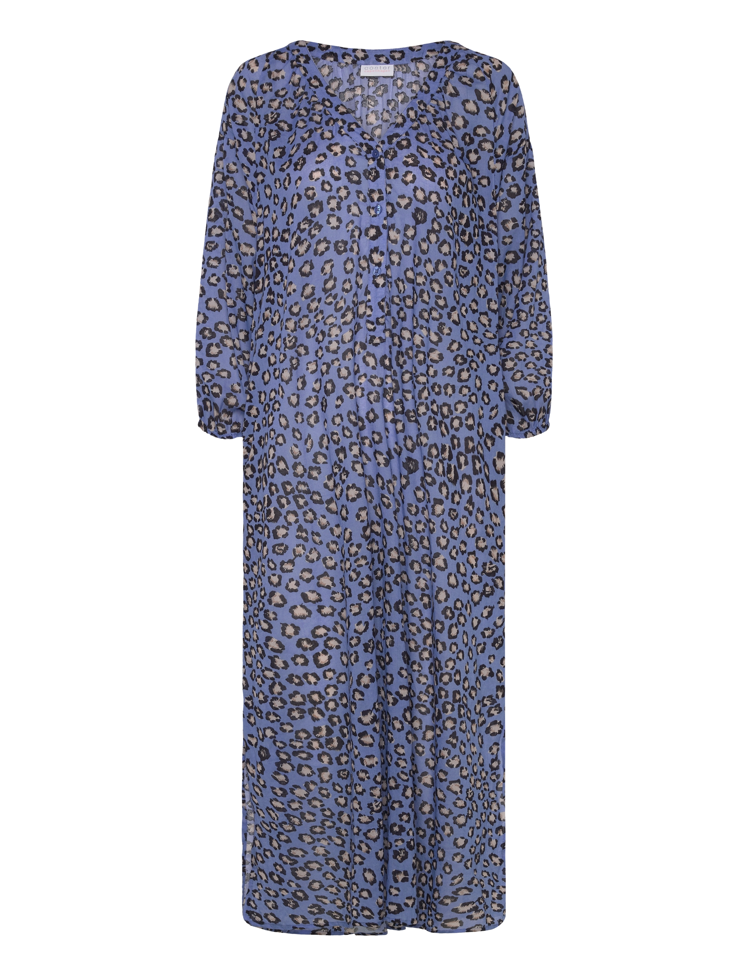 Coster Copenhagen Dress with placket in leo print - Kjoler - CLASSIC LEO BLUE / blue