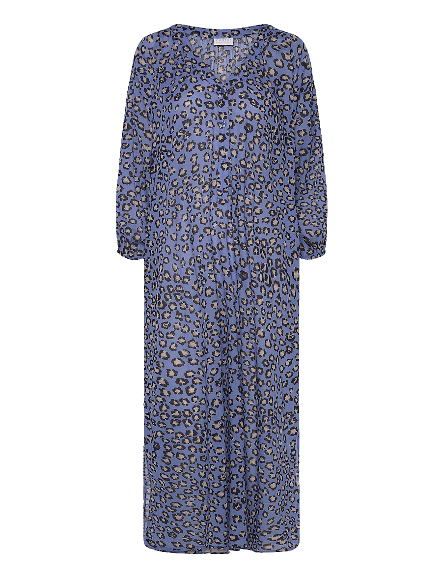 Coster Copenhagen - Dress with placket in leo print - midi kjoler - classic leo blue - 0