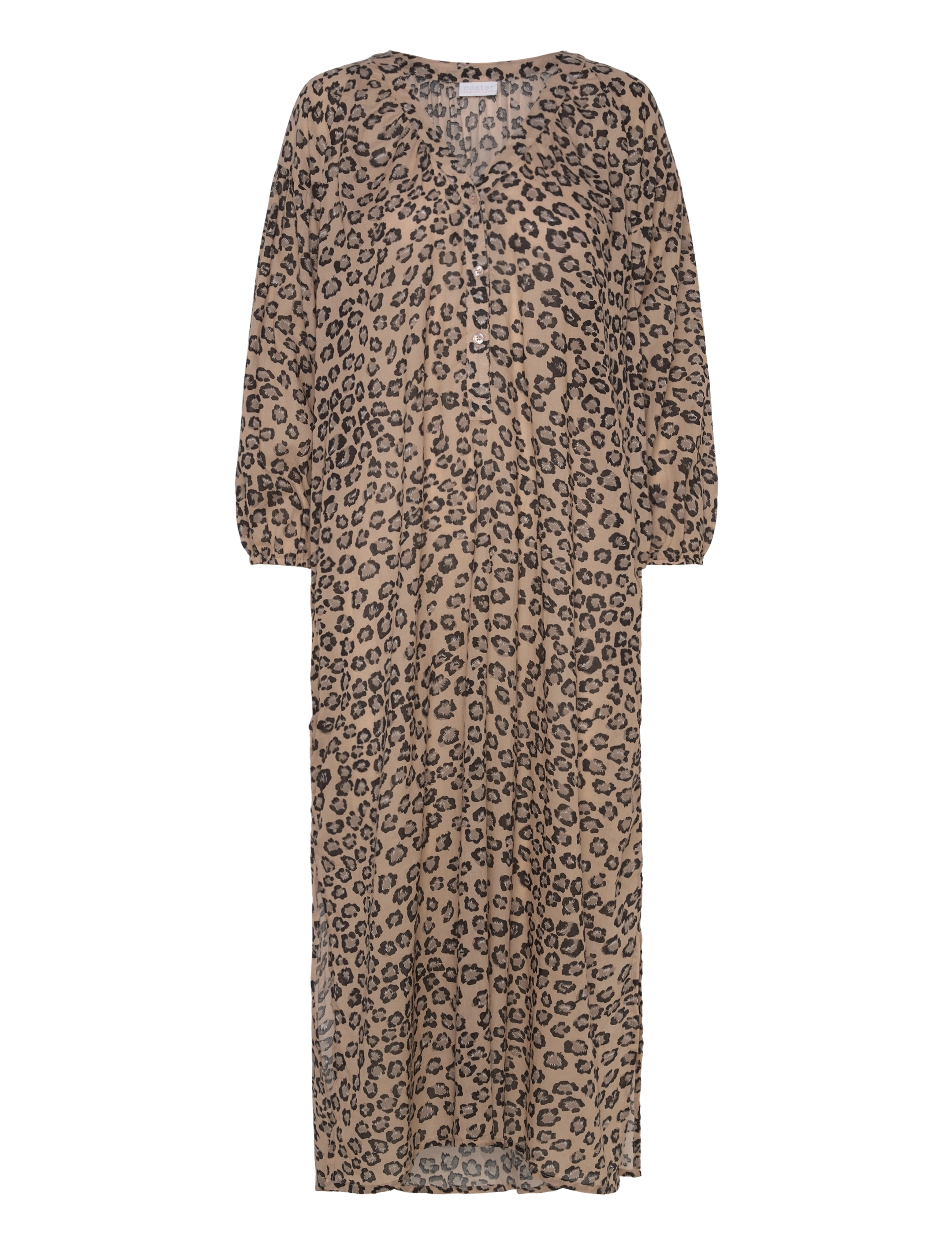 Coster Copenhagen Dress with placket in leo print - Kjoler - CLASSIC LEO BROWN / brown