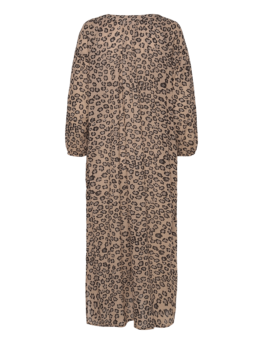 Coster Copenhagen - Dress with placket in leo print - midi kjoler - classic leo brown - 1