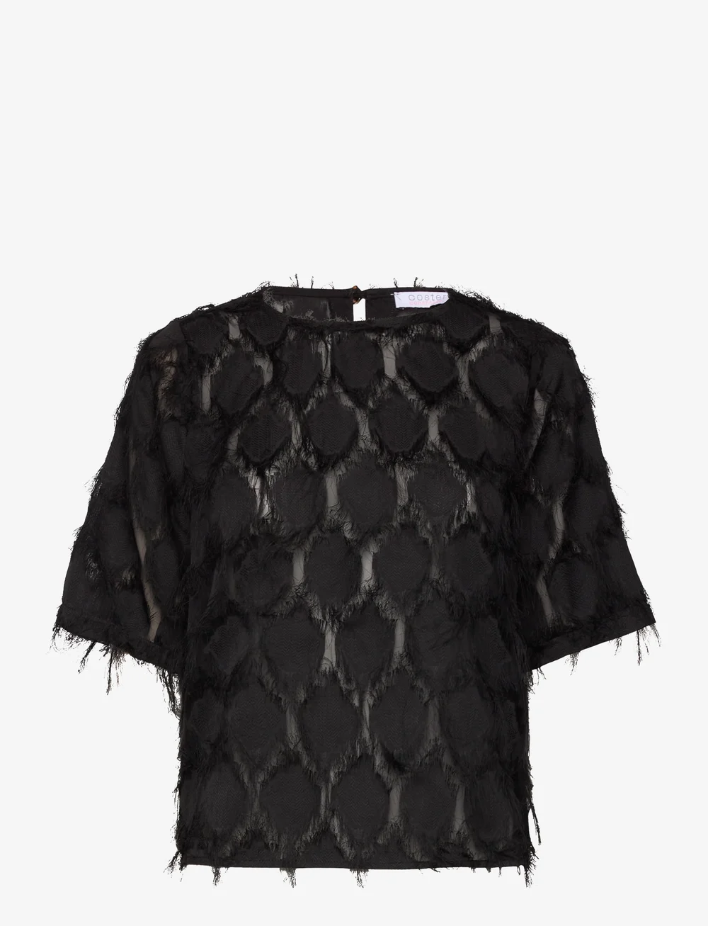 Coster Copenhagen - Top in fluffy lace - t-shirts - black - 1