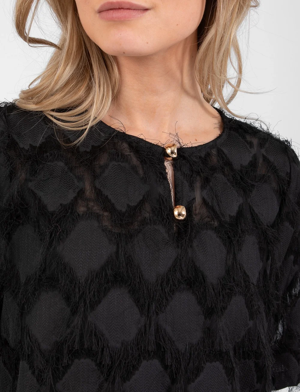 Coster Copenhagen - Top in fluffy lace - t-shirts - black - 4