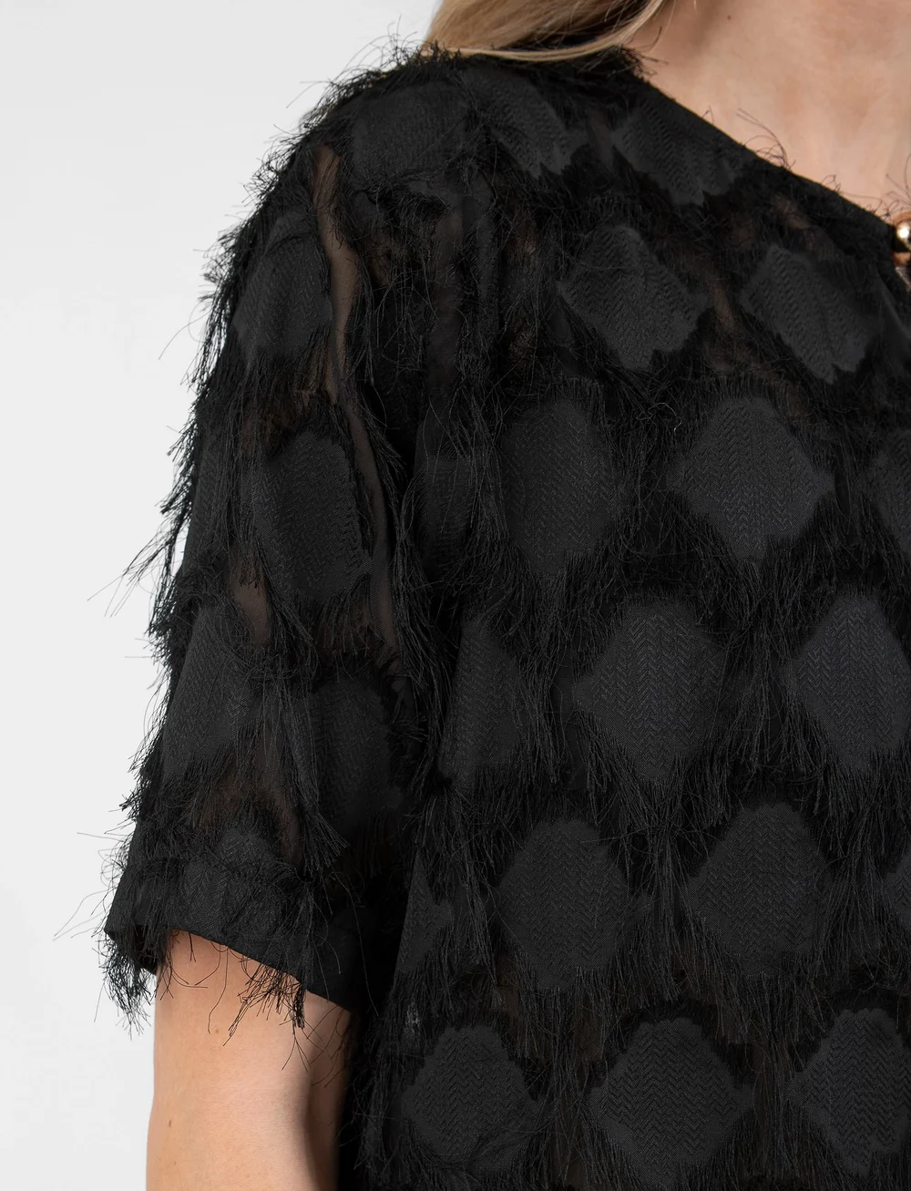 Coster Copenhagen - Top in fluffy lace - t-shirts - black - 5