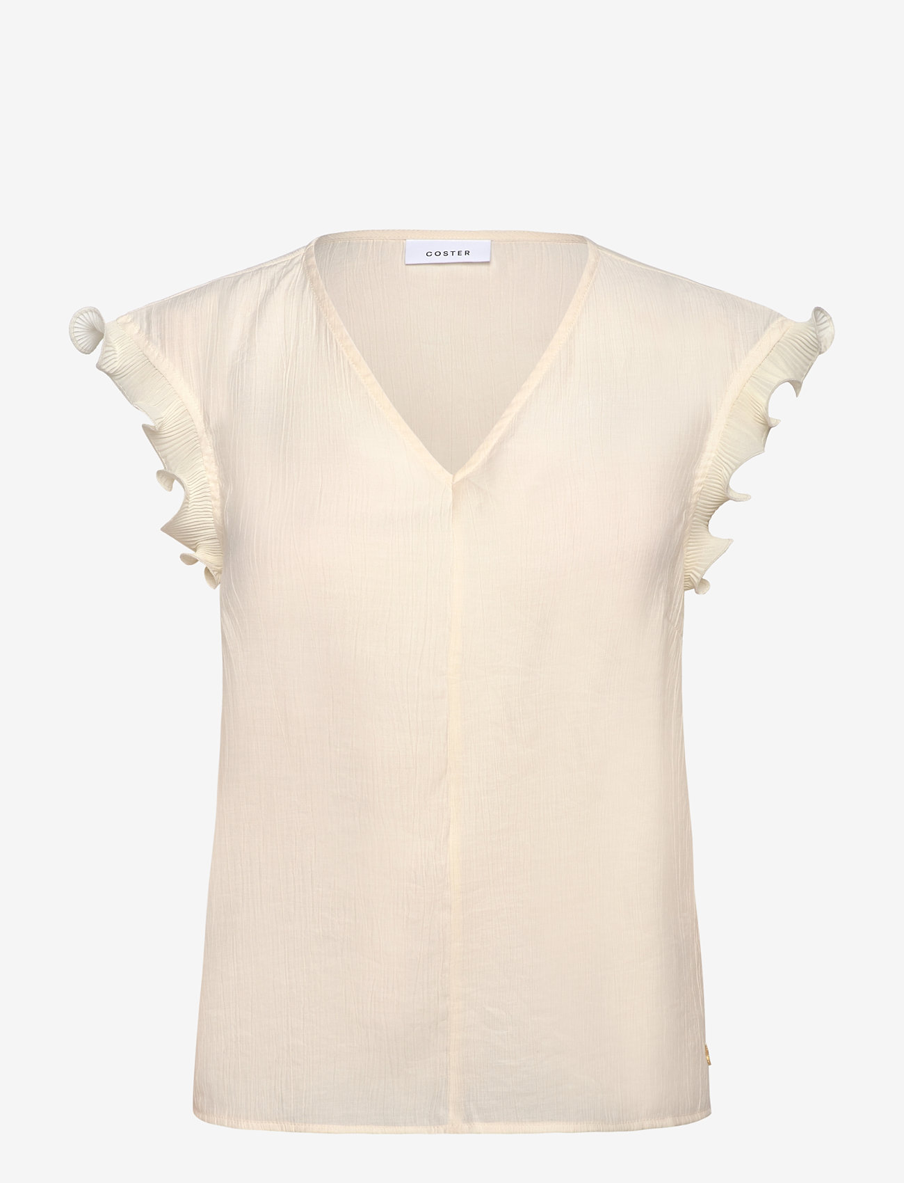 Coster Copenhagen - Top with ruffles in v-neck - Ärmellose blusen - creme - 0