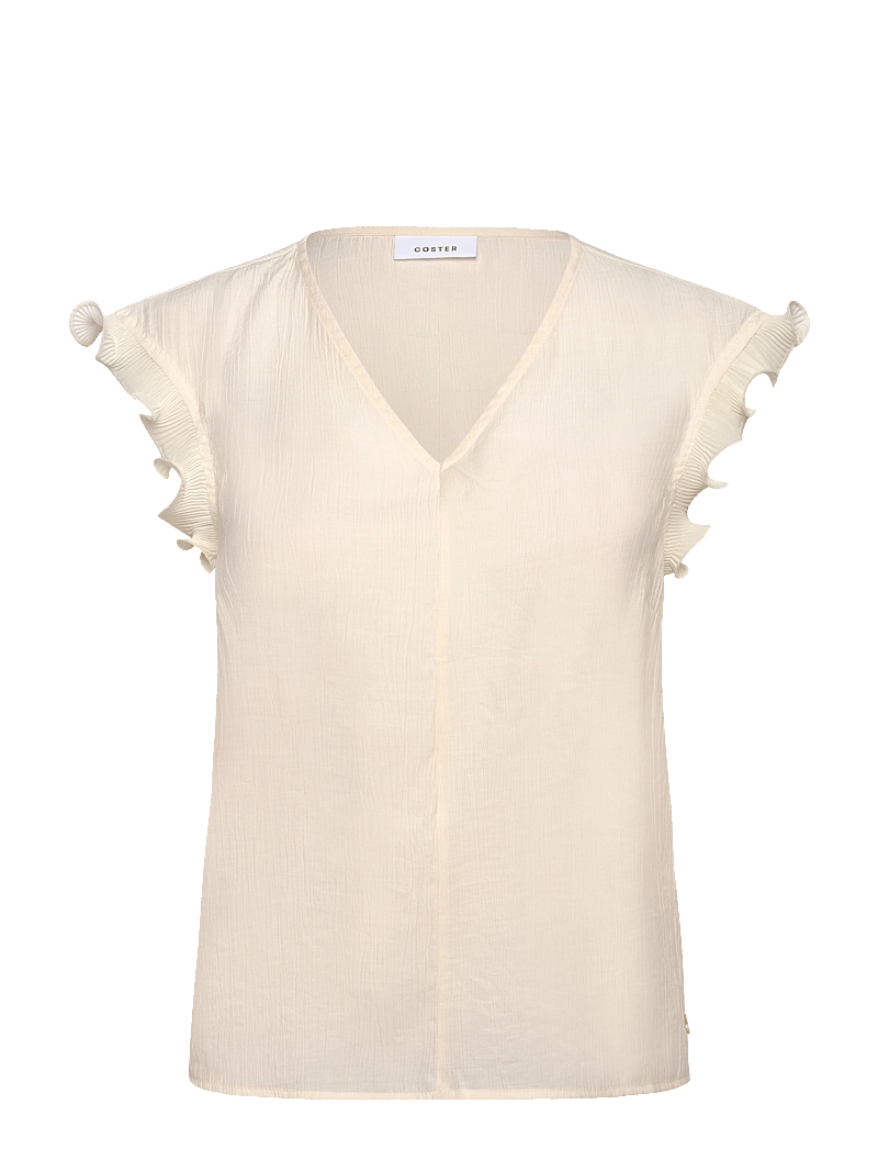 Coster Copenhagen - Top with ruffles in v-neck - Ærmeløse bluser - creme - 0