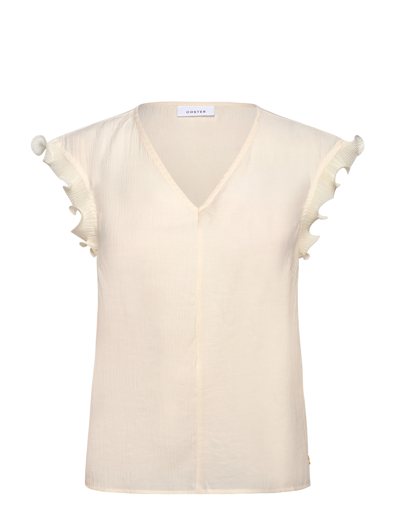 Coster Copenhagen Top with ruffles in v-neck - Blusen - CREME / cream