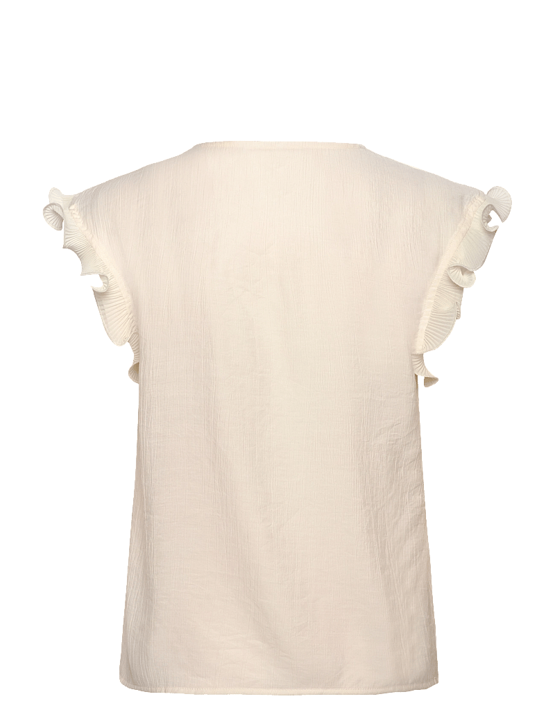 Coster Copenhagen - Top with ruffles in v-neck - Ærmeløse bluser - creme - 1