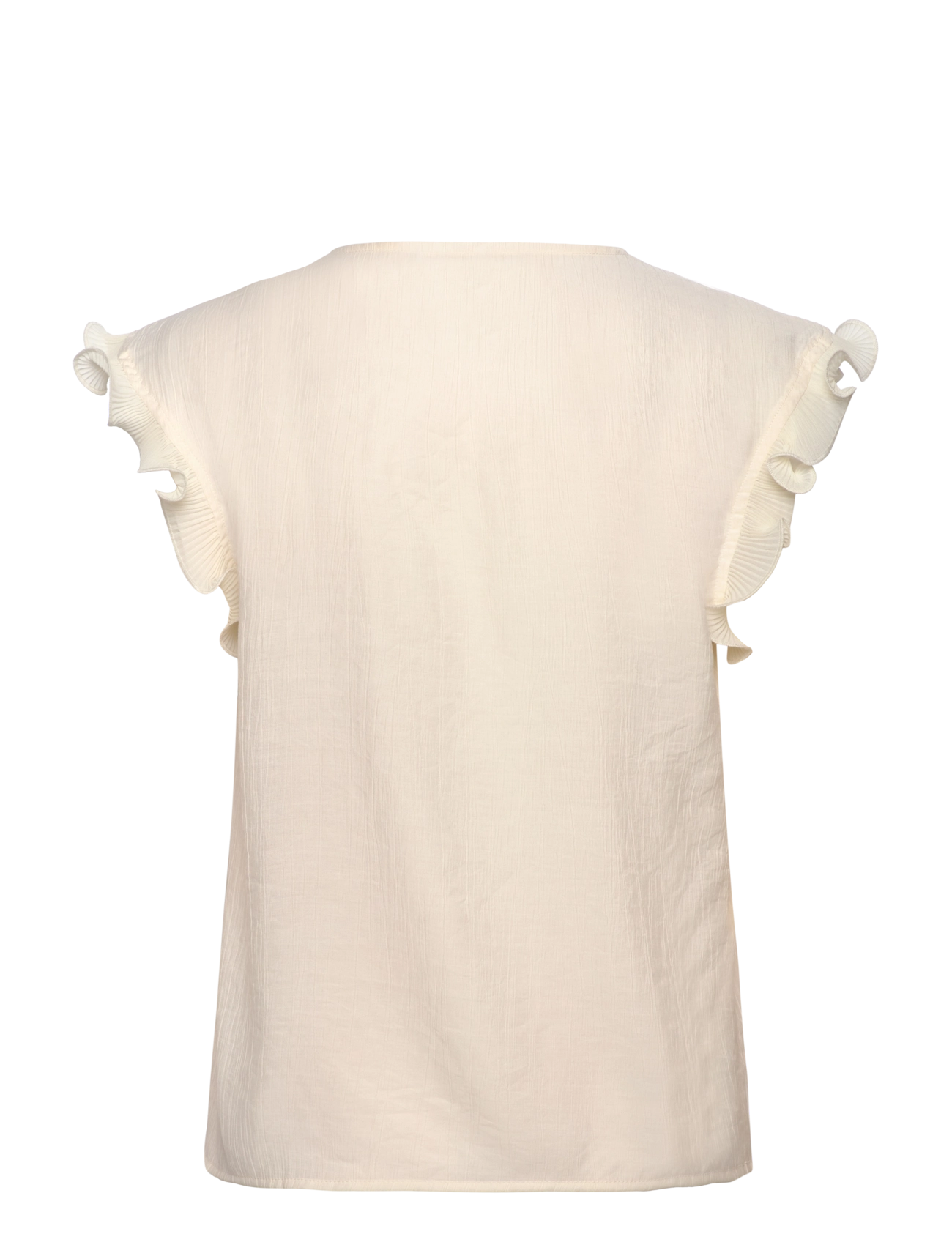 Coster Copenhagen - Top with ruffles in v-neck - varrukateta pluusid - creme - 1