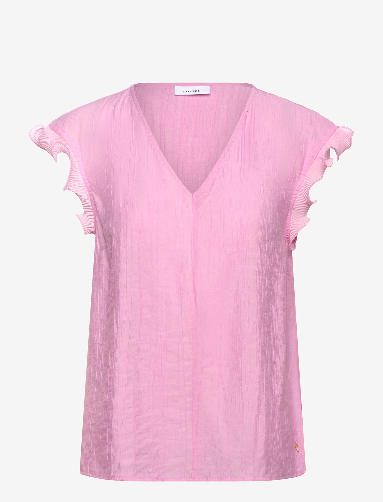 Coster Copenhagen - Top with ruffles in v-neck - Ärmellose blusen - magenta - 1