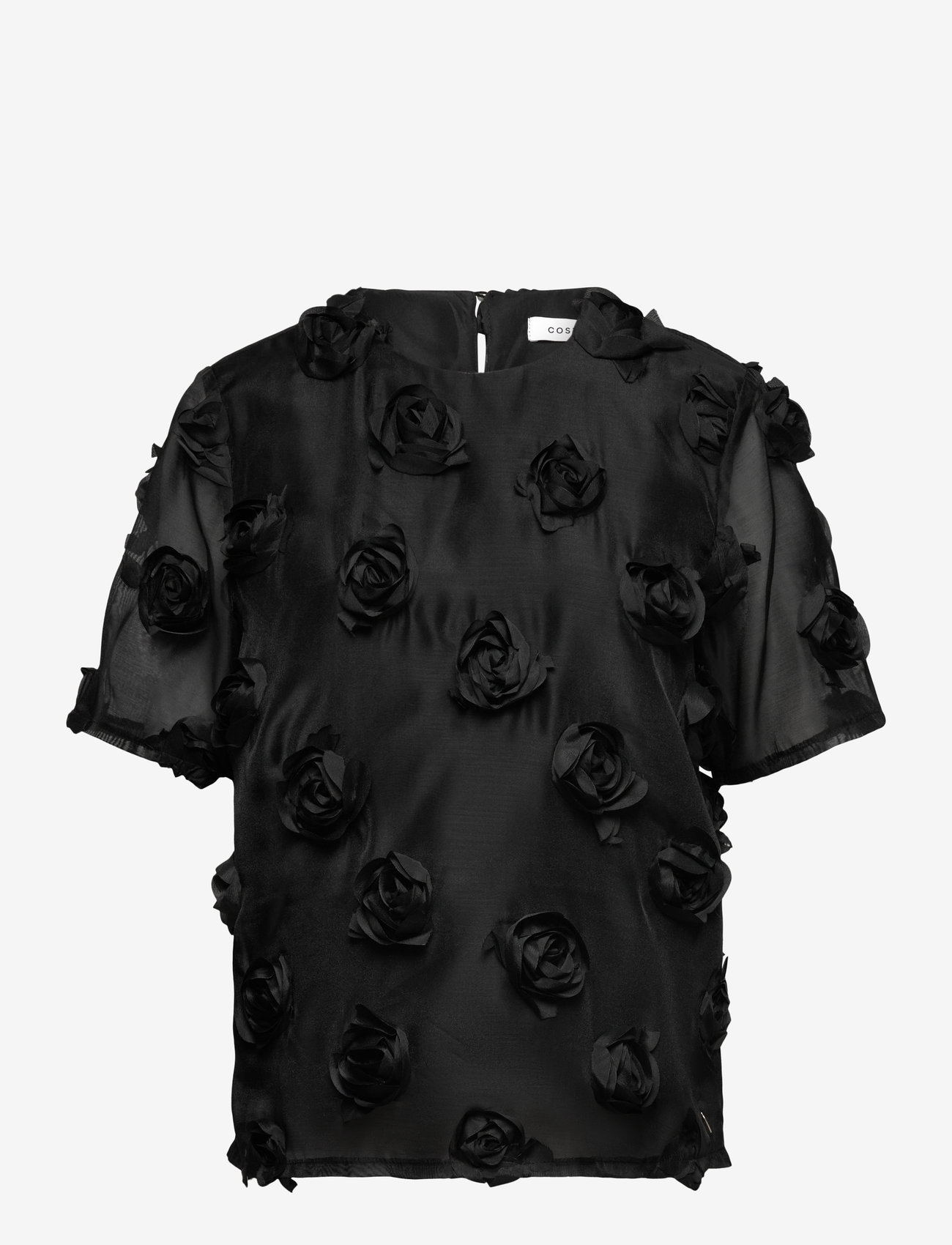 Coster Copenhagen - Top with roses - kortärmade blusar - black - 1