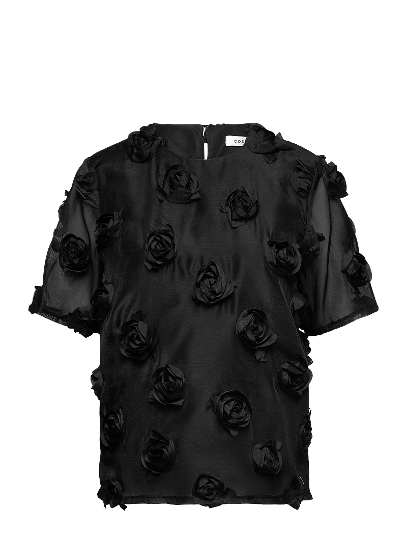 Coster Copenhagen - Top with roses - kortärmade blusar - black - 1