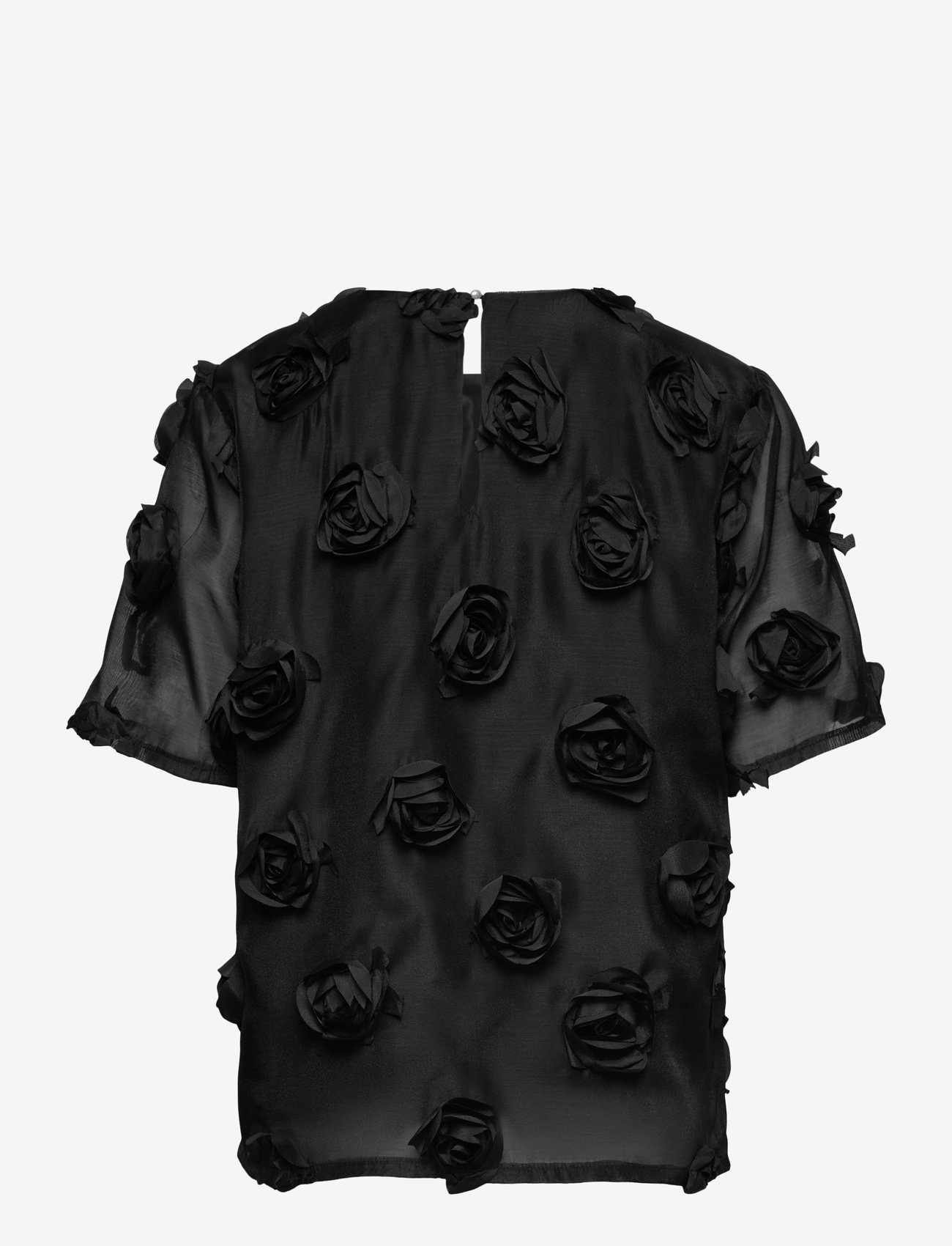 Coster Copenhagen - Top with roses - kortärmade blusar - black - 2