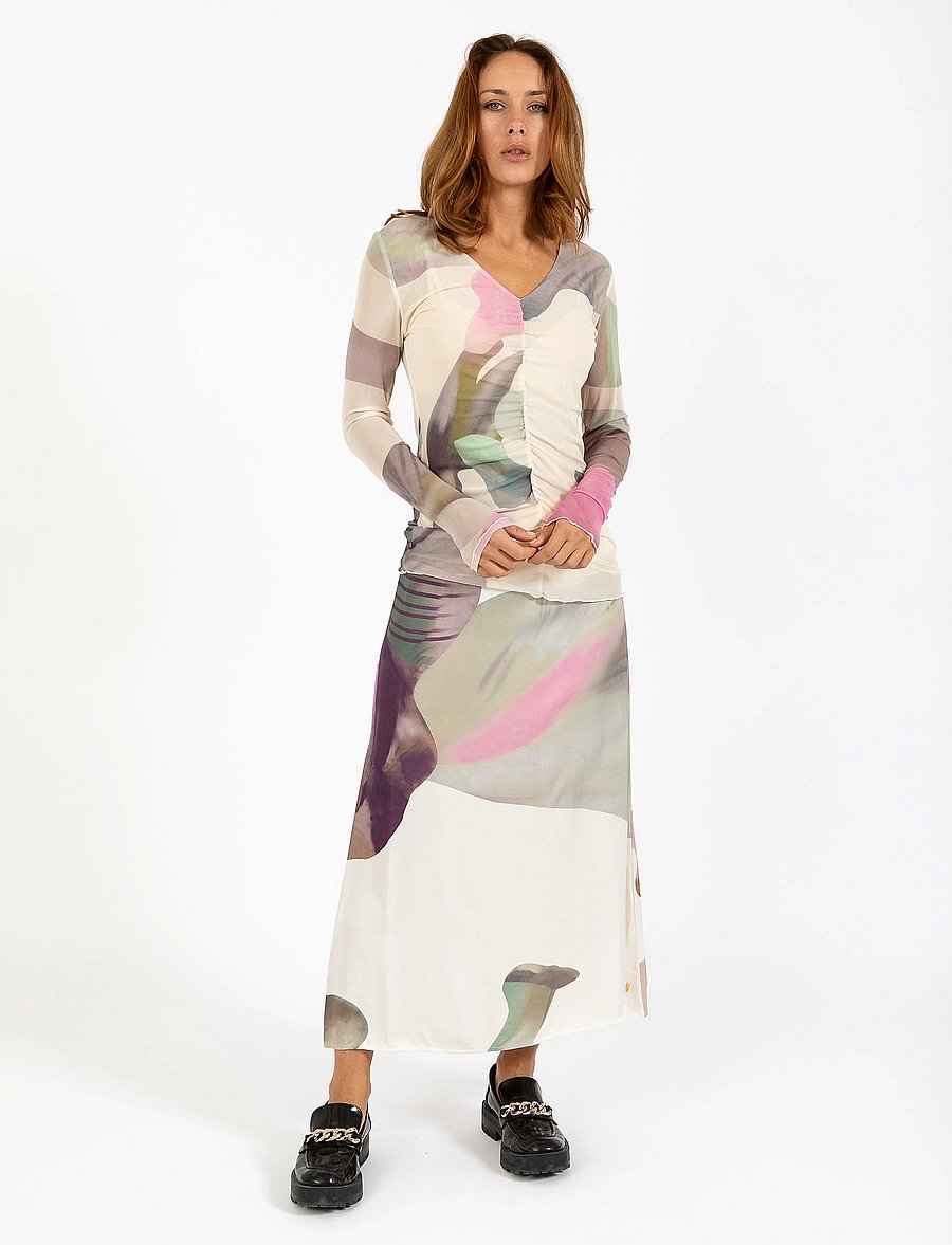 Coster Copenhagen - Mesh top in liqued flower print - långärmade toppar - liquid flower print - 0