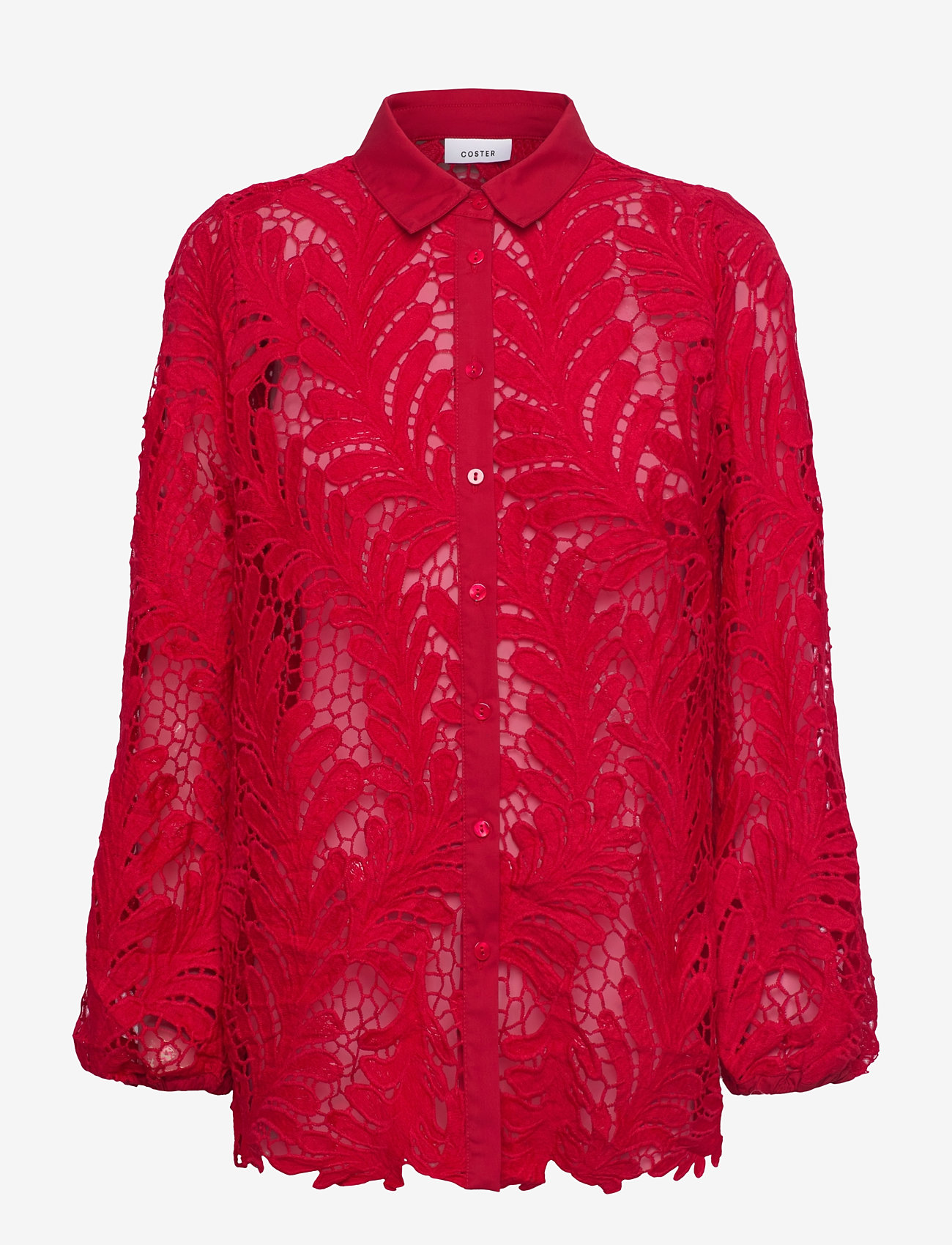 Coster Copenhagen - Lace shirt - langærmede skjorter - scarlet red - 0