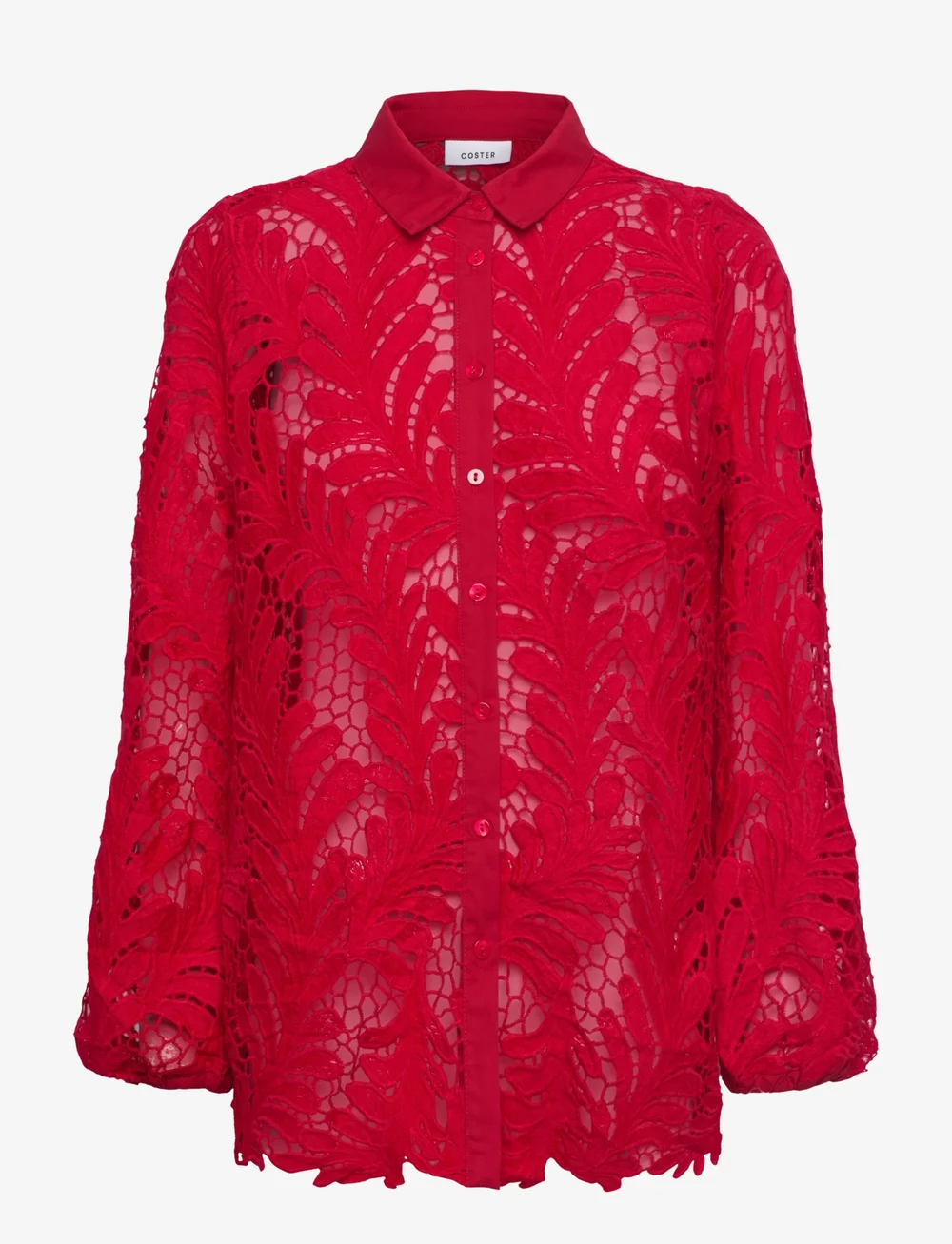 Coster Copenhagen - Lace shirt - langærmede skjorter - scarlet red - 0