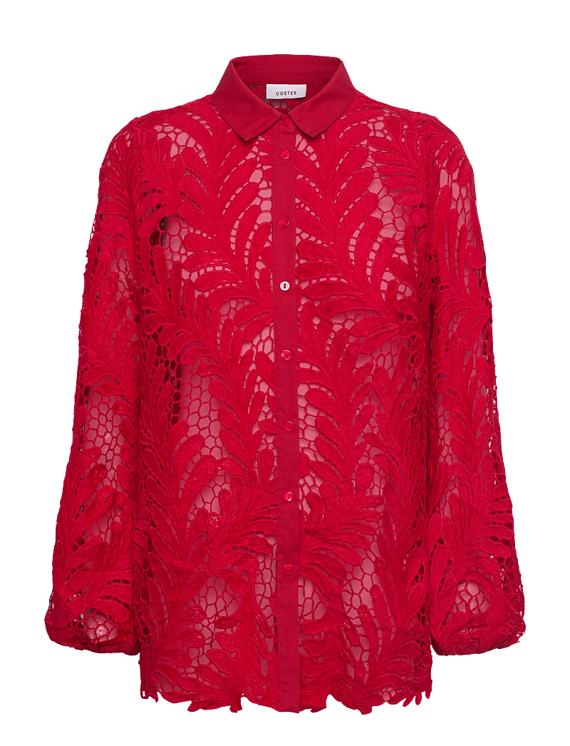Coster Copenhagen - Lace shirt - langærmede skjorter - scarlet red - 0