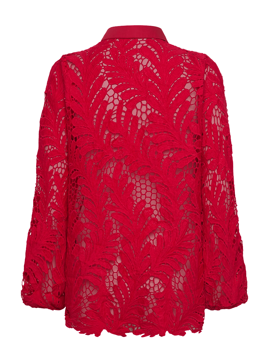 Coster Copenhagen - Lace shirt - pitkähihaiset kauluspaidat - scarlet red - 1