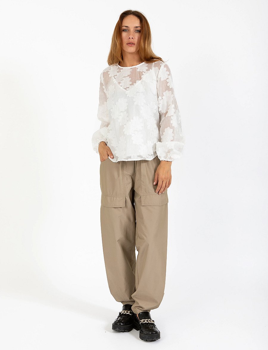Coster Copenhagen - Blouse with ballon sleeves - langærmede bluser - white - 0