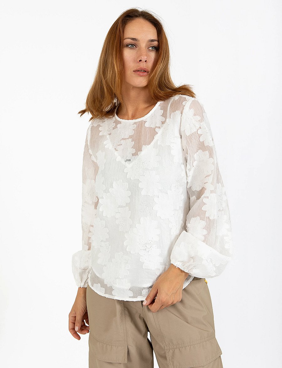 Coster Copenhagen - Blouse with ballon sleeves - langærmede bluser - white - 5