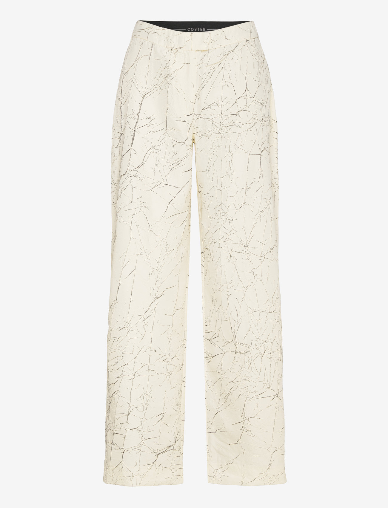 Coster Copenhagen - Crinkled suit pants - PETRA fit - bukser med brede ben - creme/black crinkle - 1