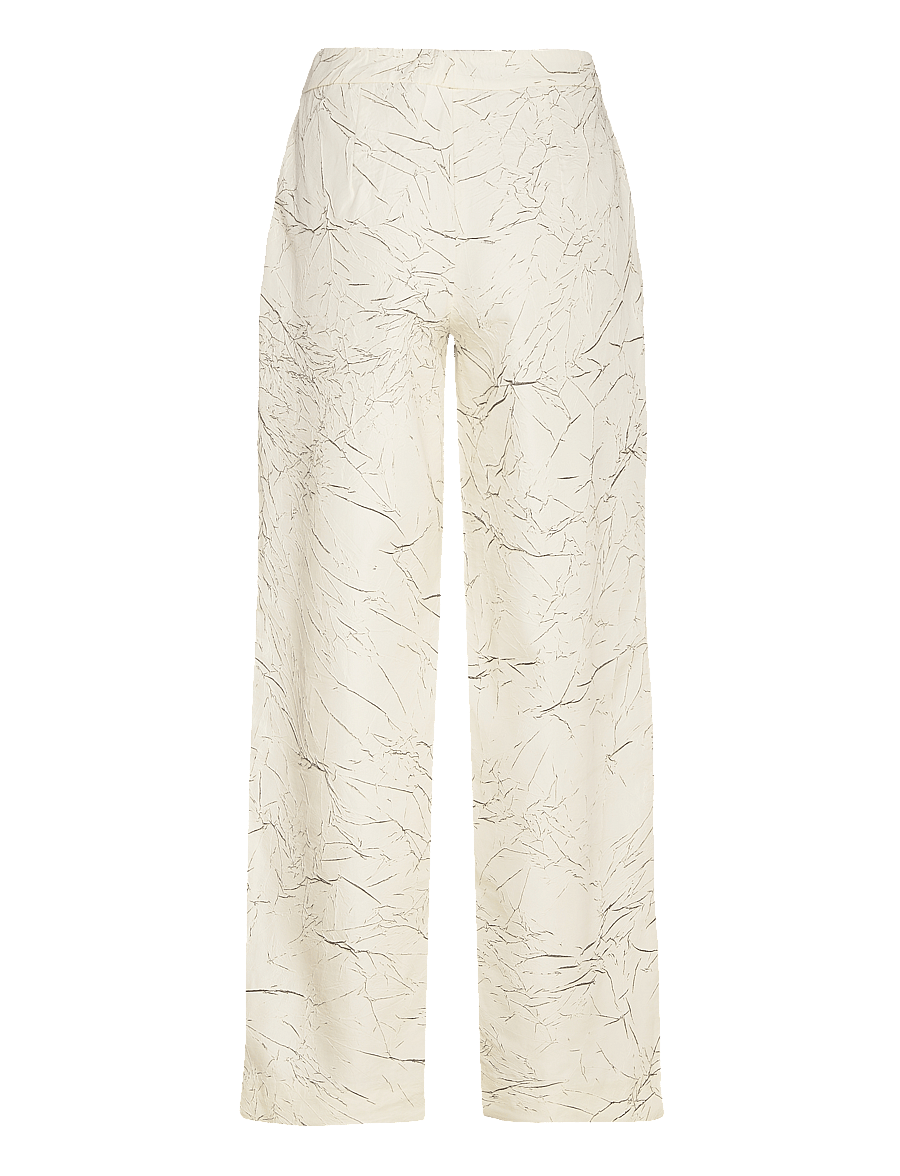 Coster Copenhagen - Crinkled suit pants - PETRA fit - hosen mit weitem bein - creme/black crinkle - 2