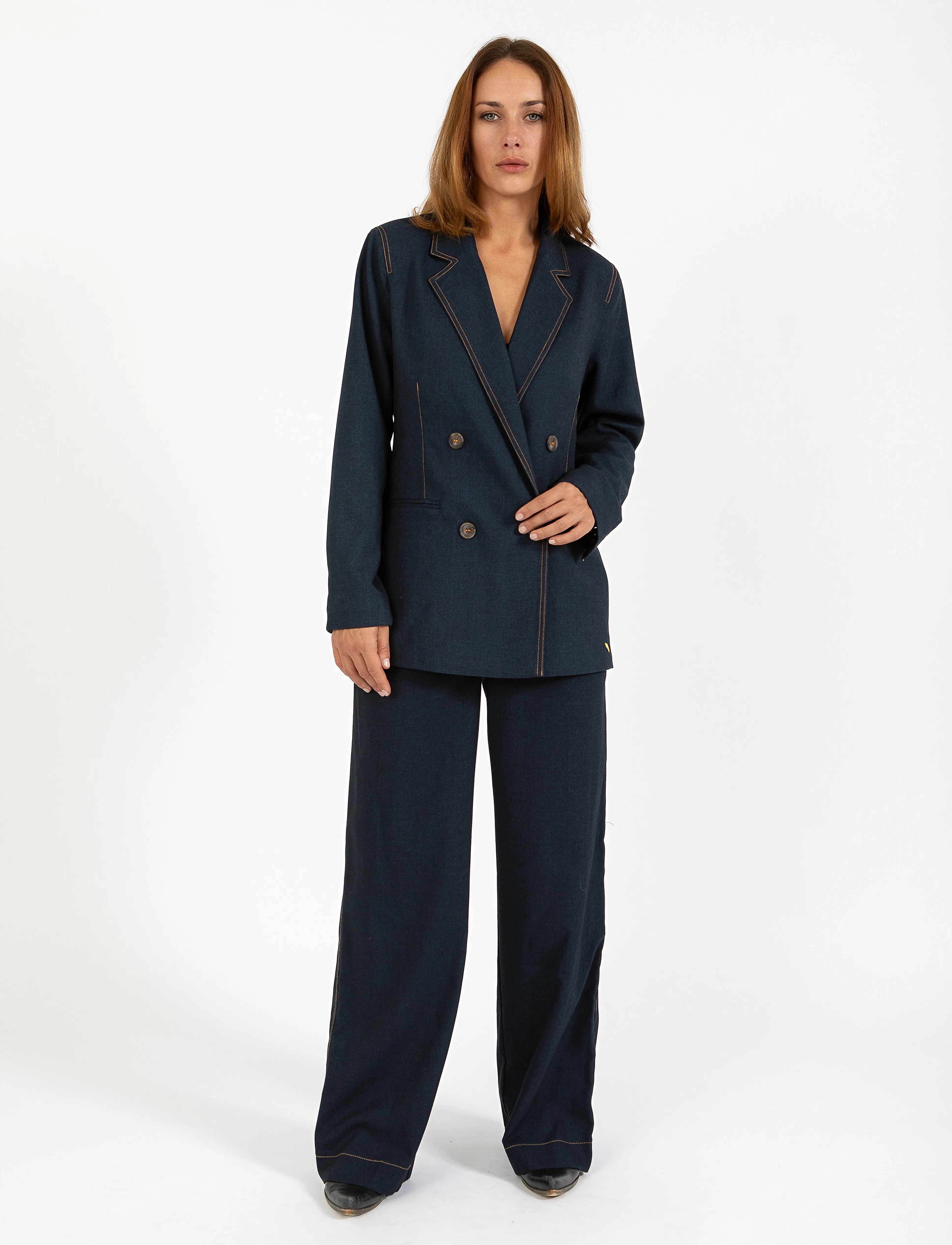 Coster Copenhagen Petra Pants With Stitches - Petra F, 34, Navy, Jeans > Vidde, Dame