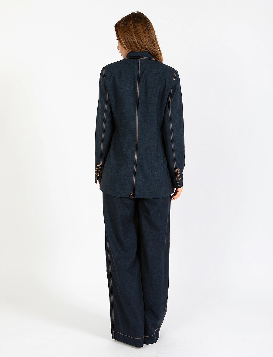 Coster Copenhagen - Petra pants with stitches - PETRA f - hosen mit weitem bein - night blue - 3