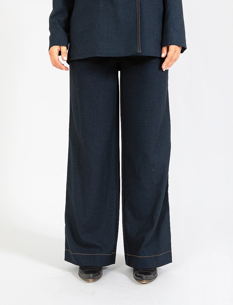 Coster Copenhagen - Petra pants with stitches - PETRA f - hosen mit weitem bein - night blue - 4