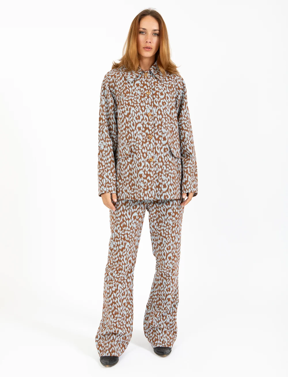 Coster Copenhagen - Leo pants - LUCIA fit - alt laiad püksid - ice leo jaquard - 4