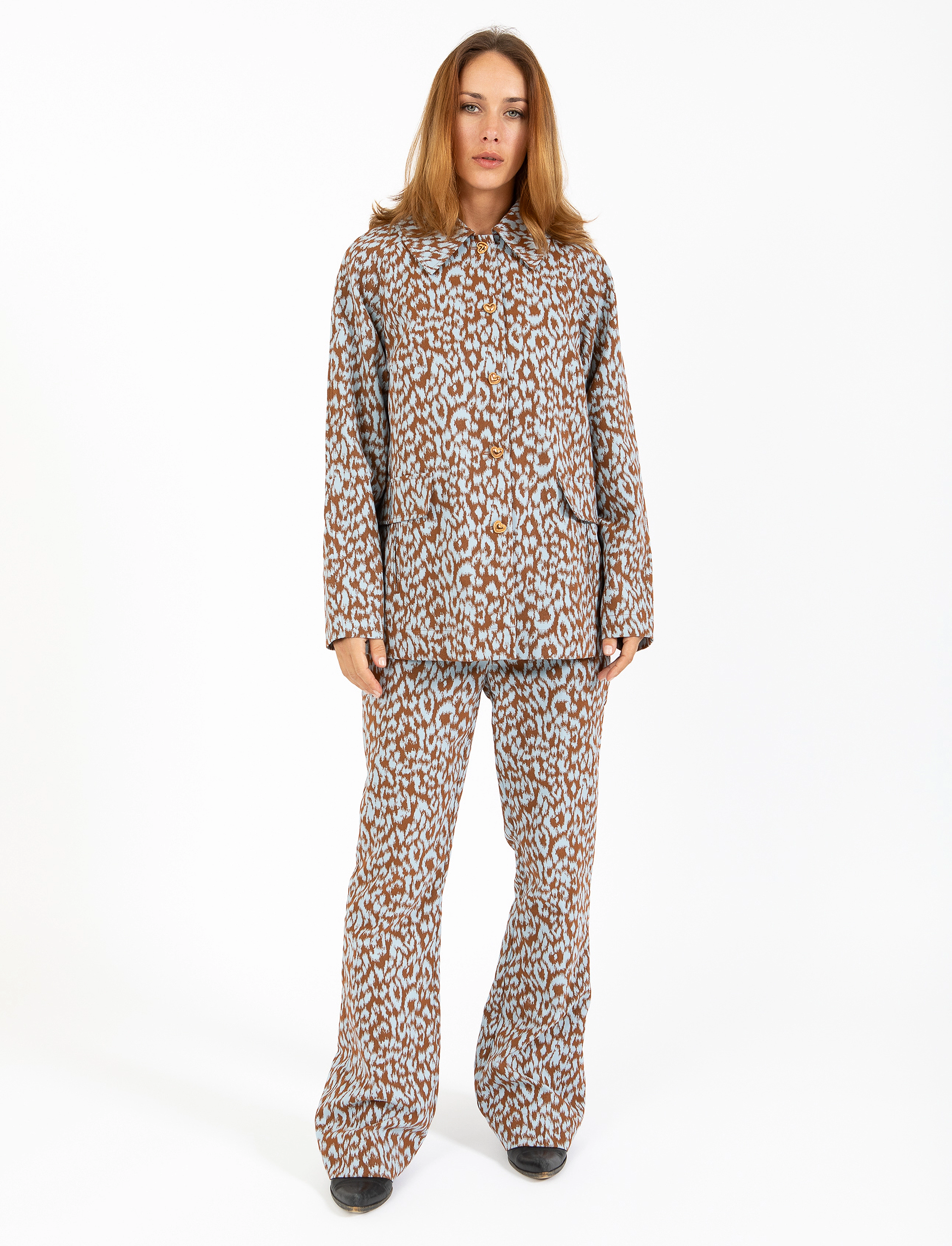 Coster Copenhagen - Leo pants - LUCIA fit - utsvängda byxor - ice leo jaquard - 4