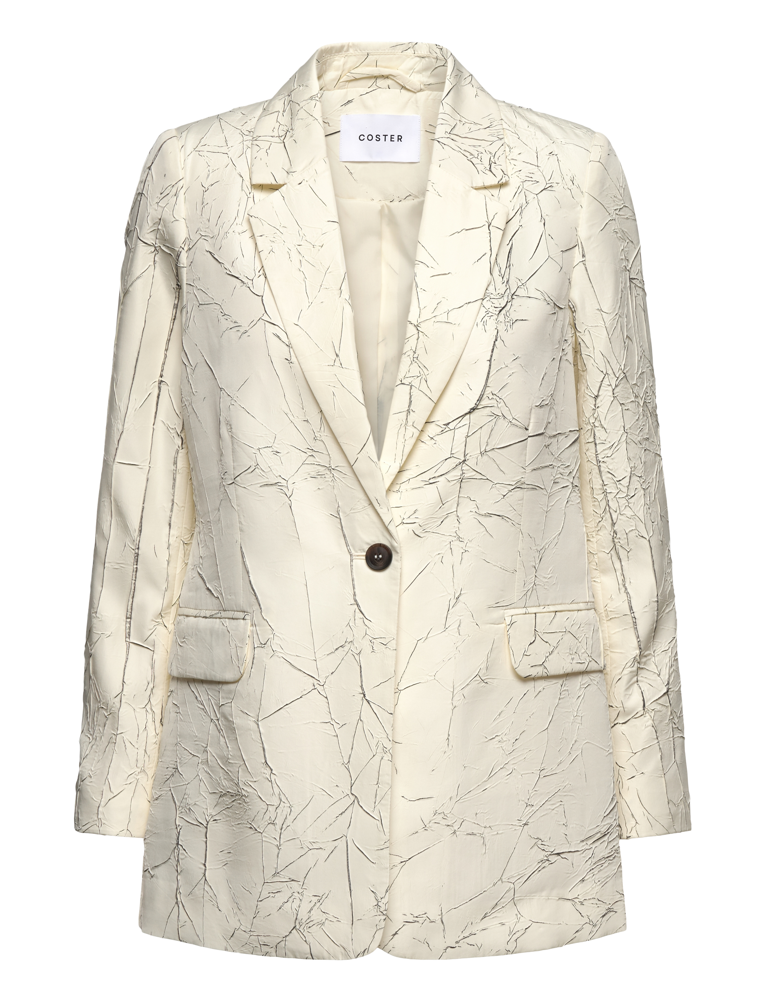 Coster Copenhagen Crinkled Blazer, 36, Cream, Blazere > Enkeltradede Blazere, Dame