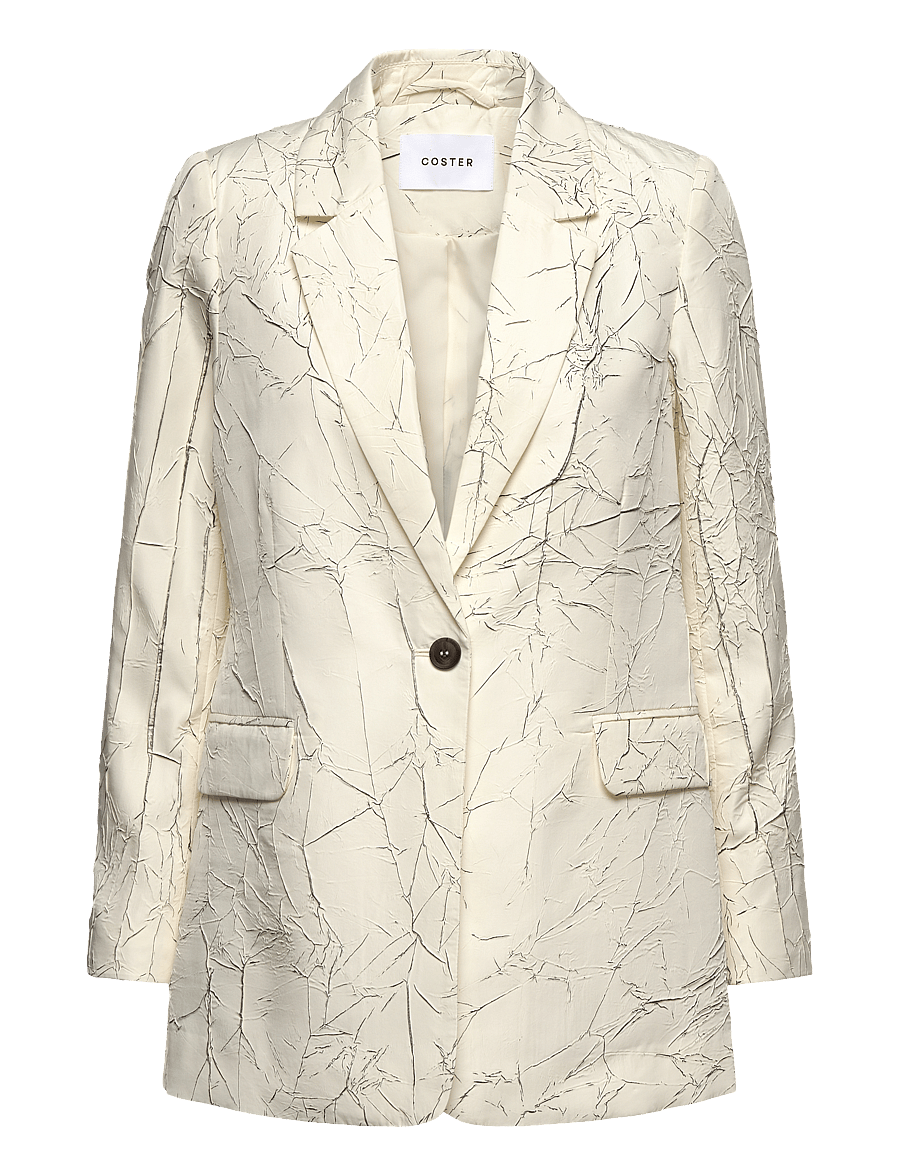 Coster Copenhagen - Crinkled blazer - single breasted blazers - creme / black - 0