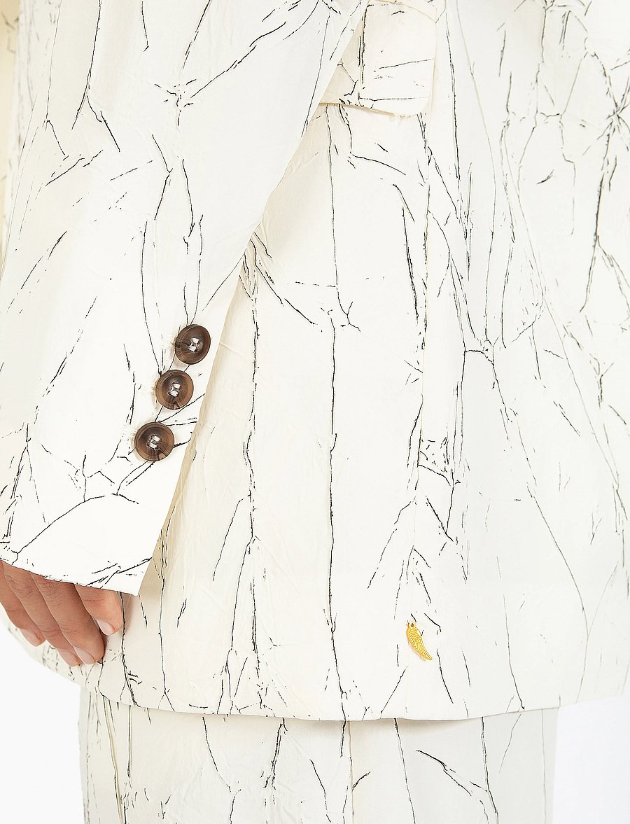 Coster Copenhagen - Crinkled blazer - single breasted blazers - creme / black - 2