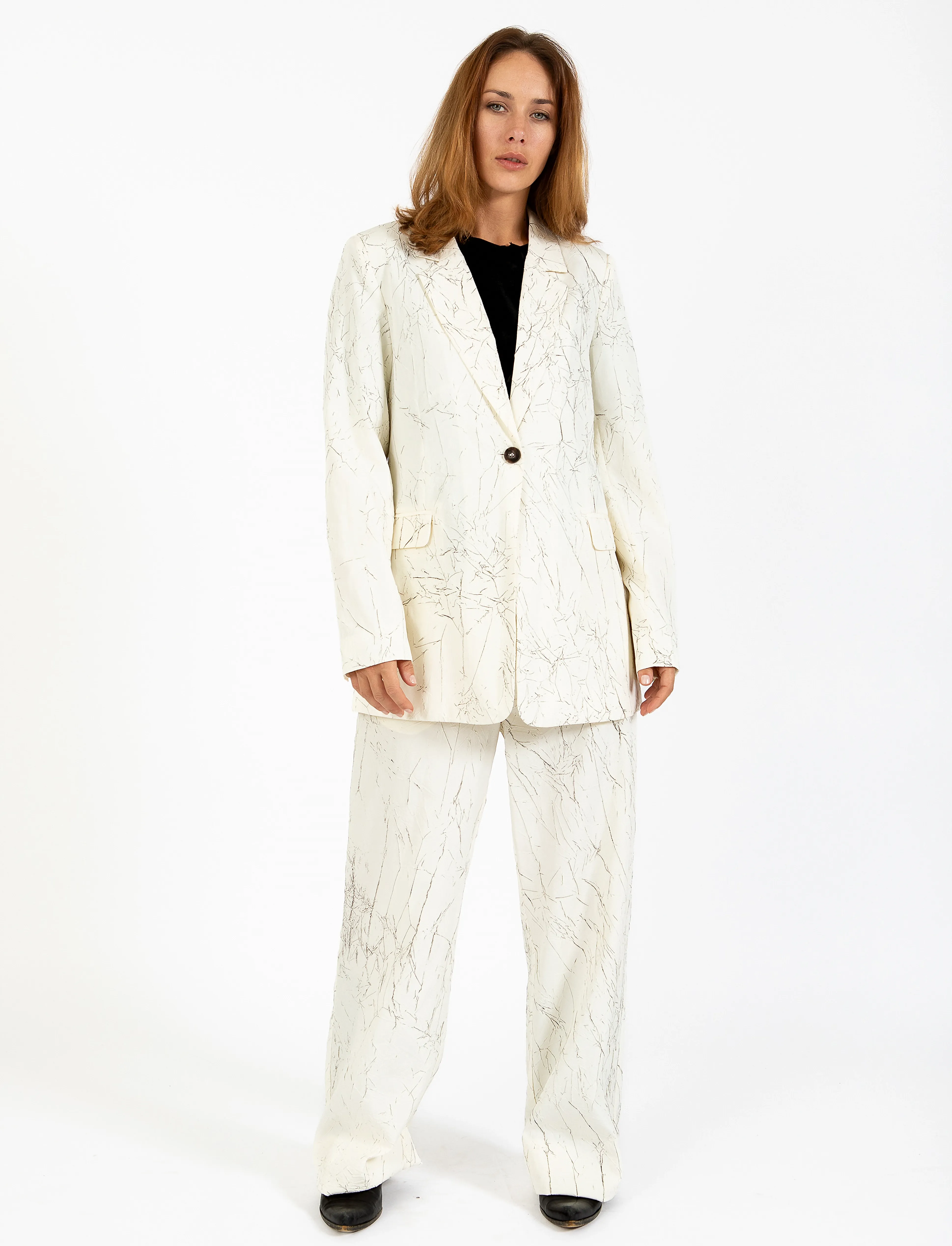 Coster Copenhagen - Crinkled blazer - odzież imprezowa w cenach outletowych - creme / black - 5