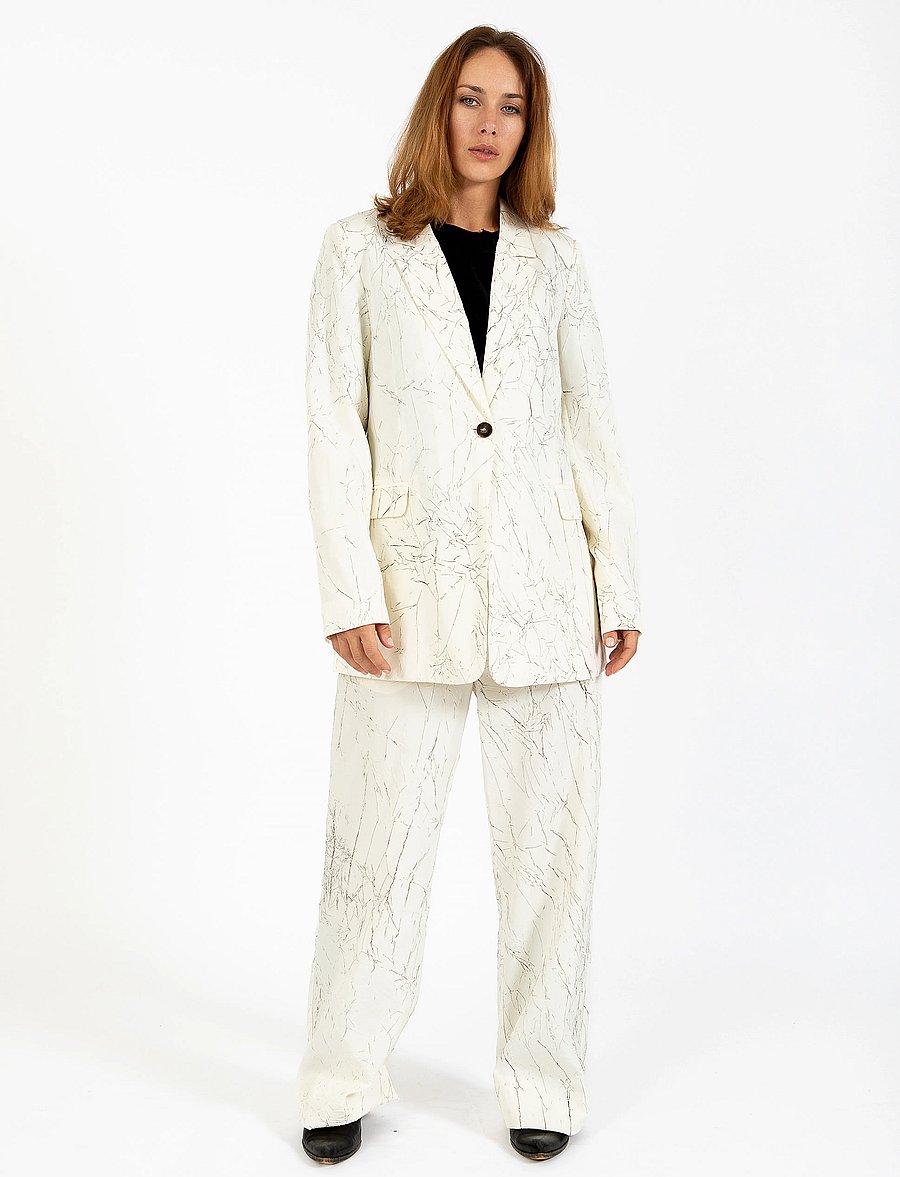 Coster Copenhagen - Crinkled blazer - single breasted blazers - creme / black - 5