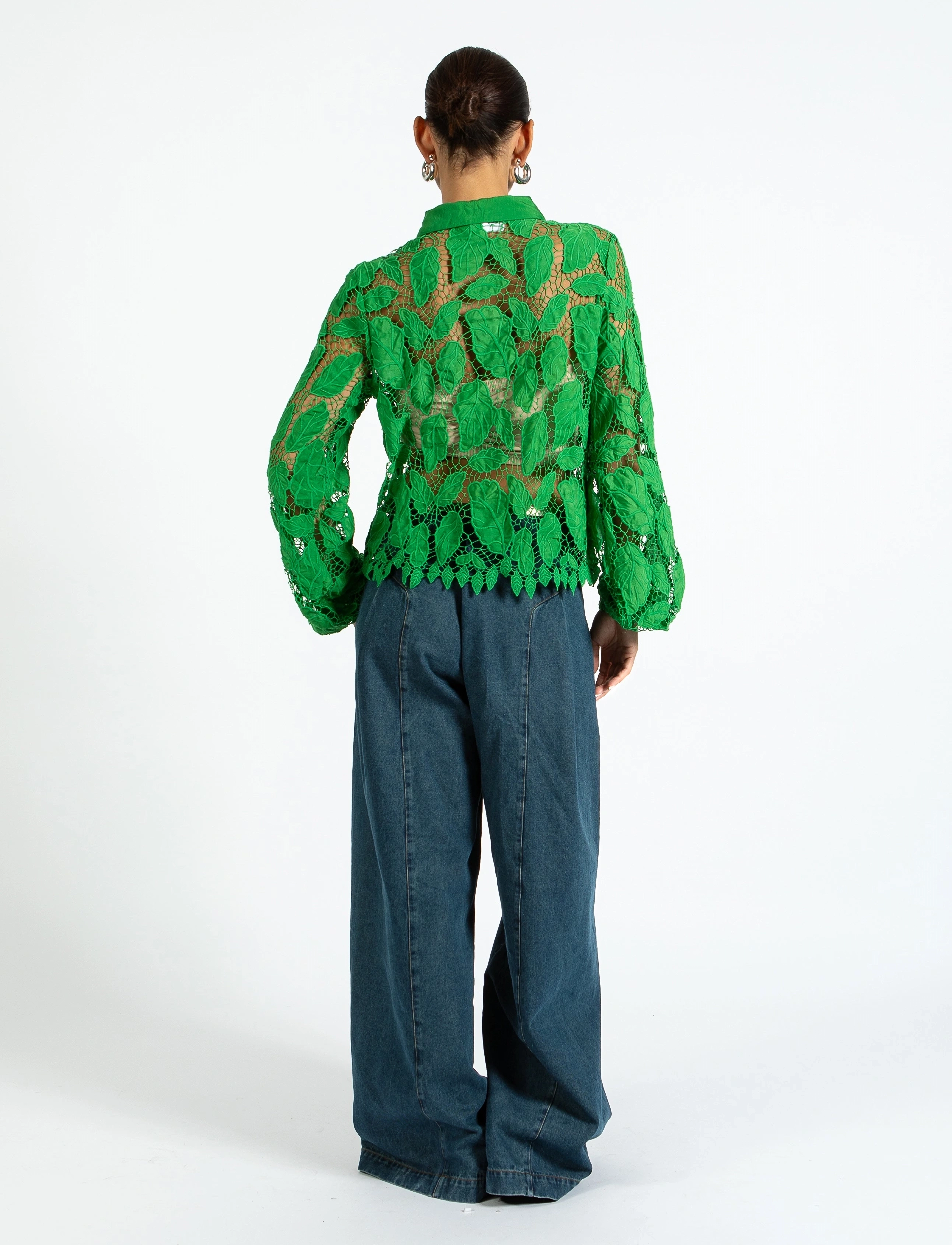 Coster Copenhagen - Lace shirt - long-sleeved shirts - lush green - 4