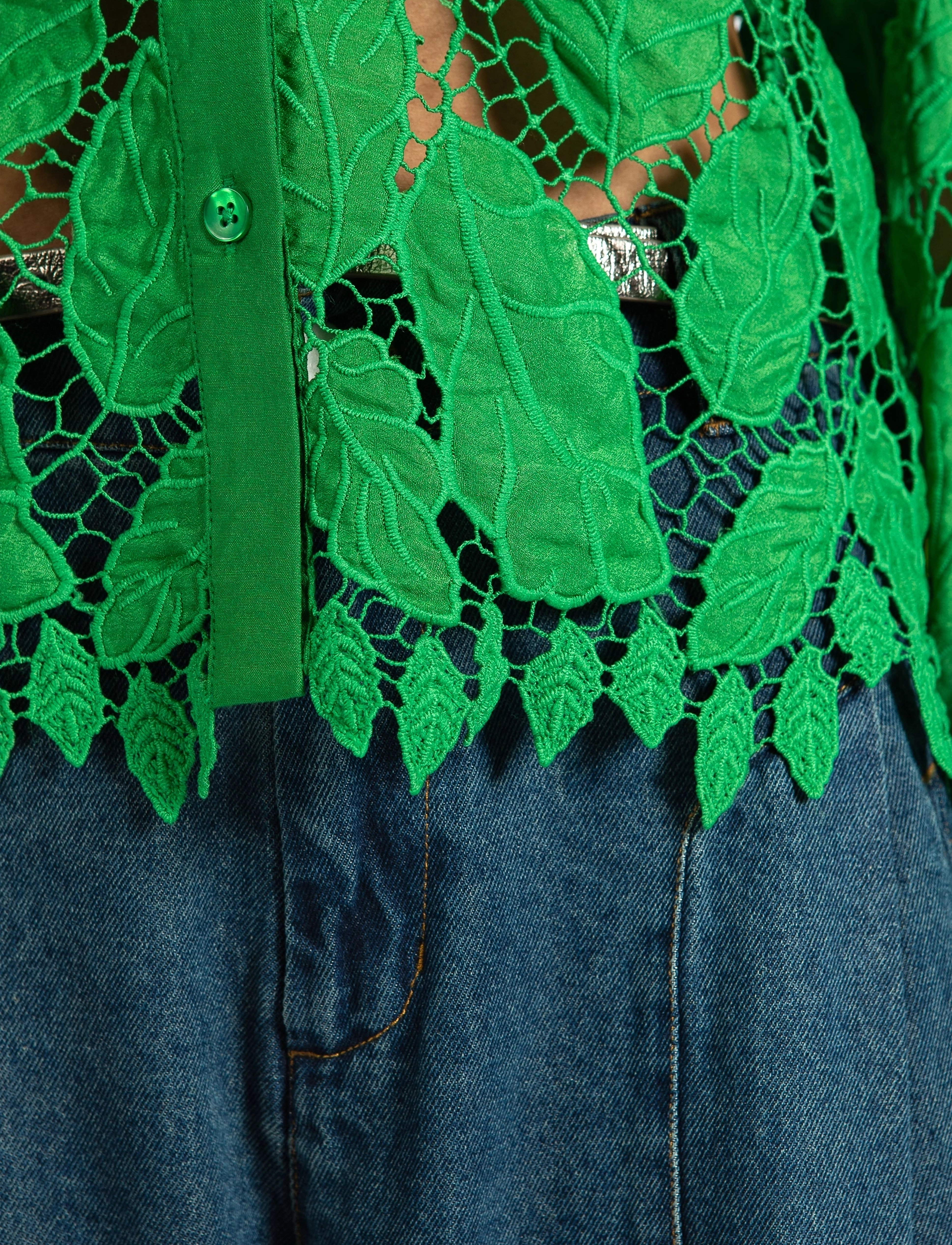 Coster Copenhagen - Lace shirt - long-sleeved shirts - lush green - 5