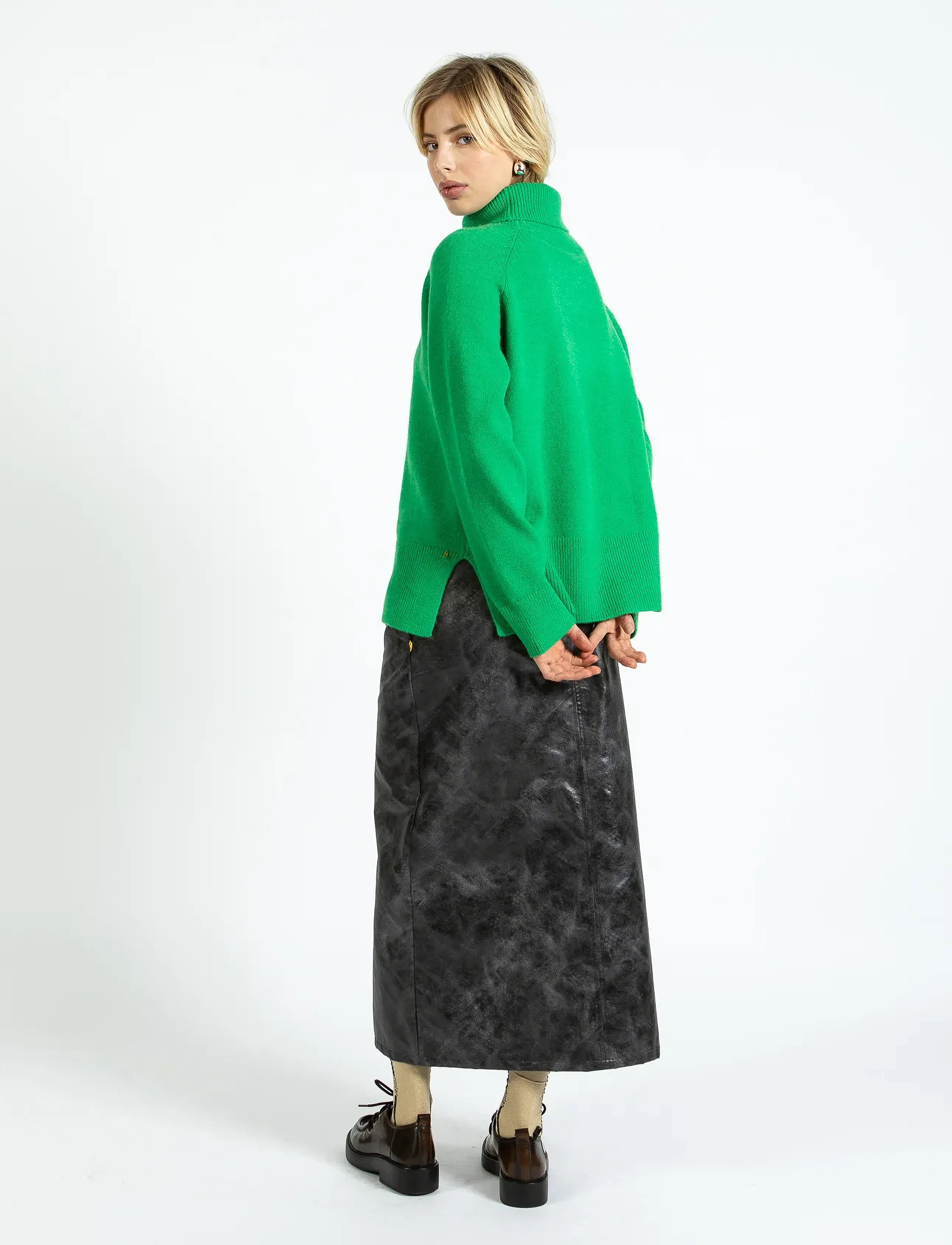 Coster Copenhagen Sweater With High Neck - Comfy, S, Green, Strik > Rullekrave, Dame