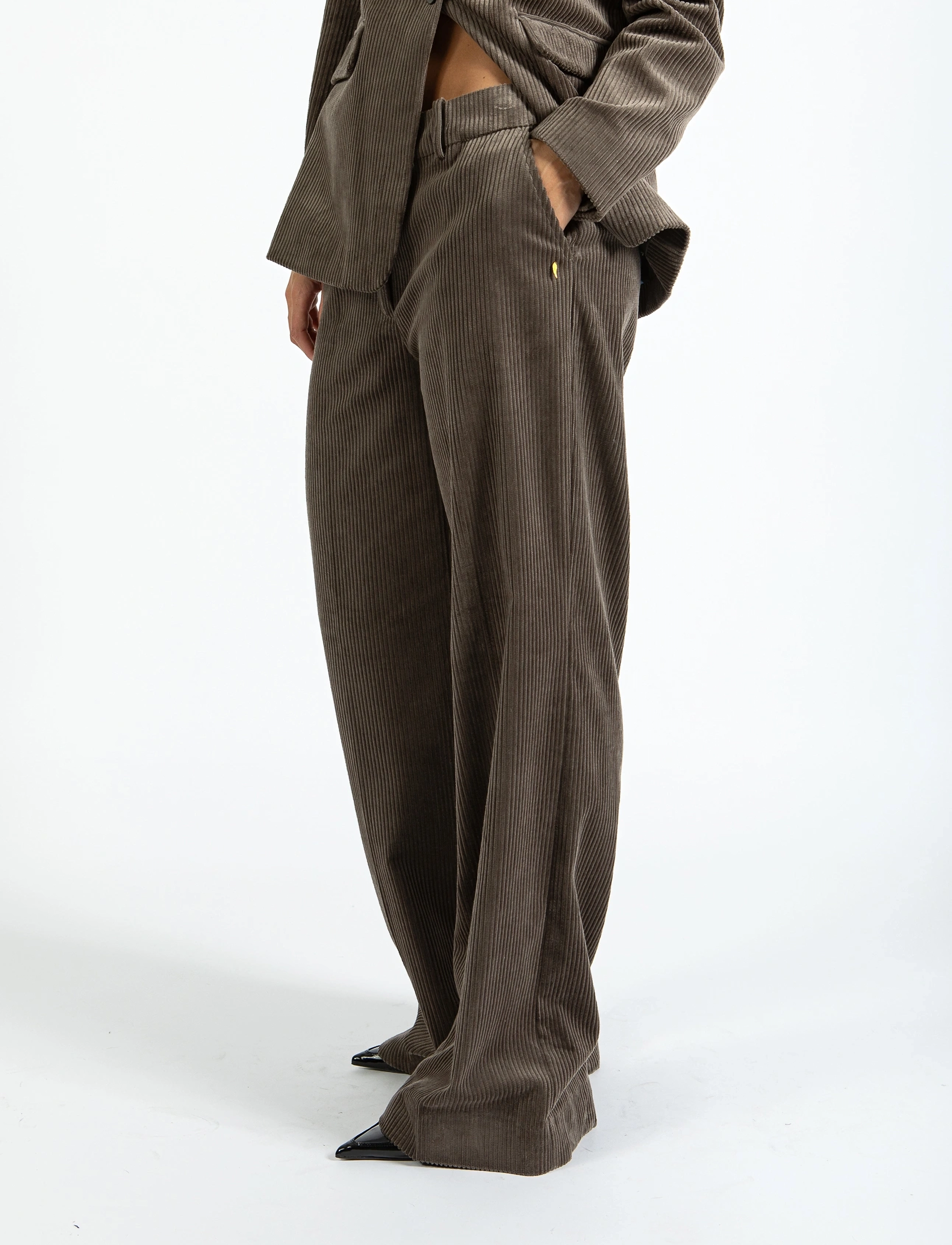 Coster Copenhagen Corduroy Suit Pants - Petra Fit, 44, Brown, Bukser > Brede Ben, Dame