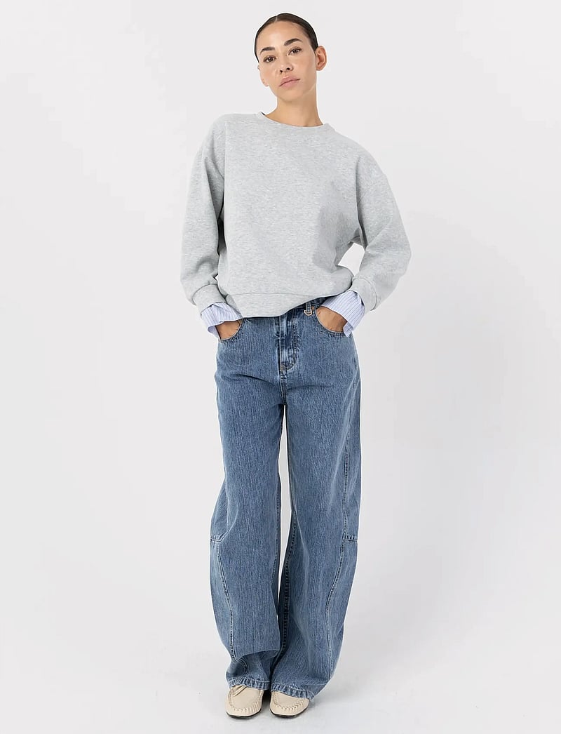 Coster Copenhagen - Sweatshirt with sleeve details - everyday style - grey melange - 0